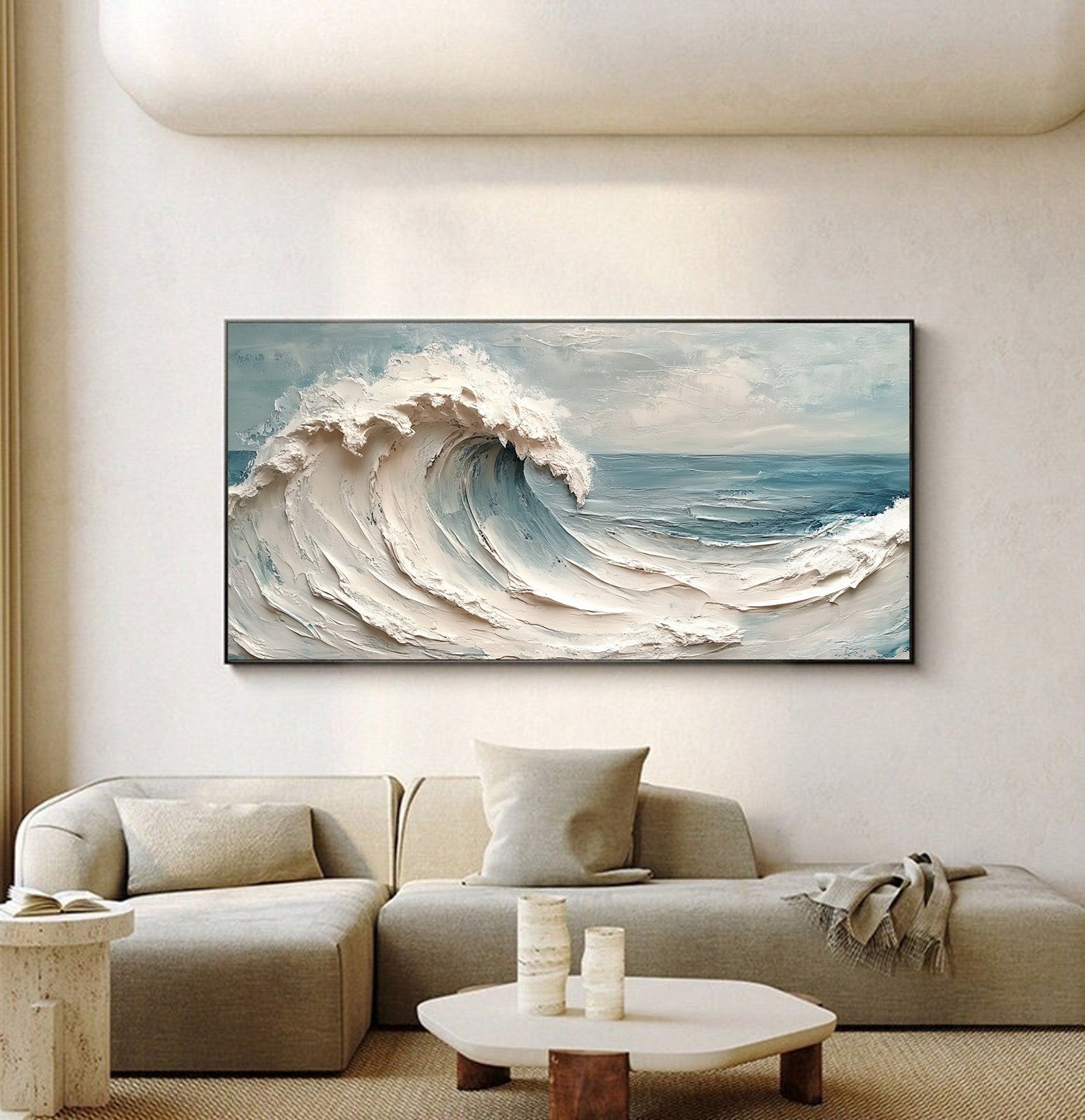 Impasto Ocean Wave Painting, Dynamic Seascape Wall Art #BGA 263