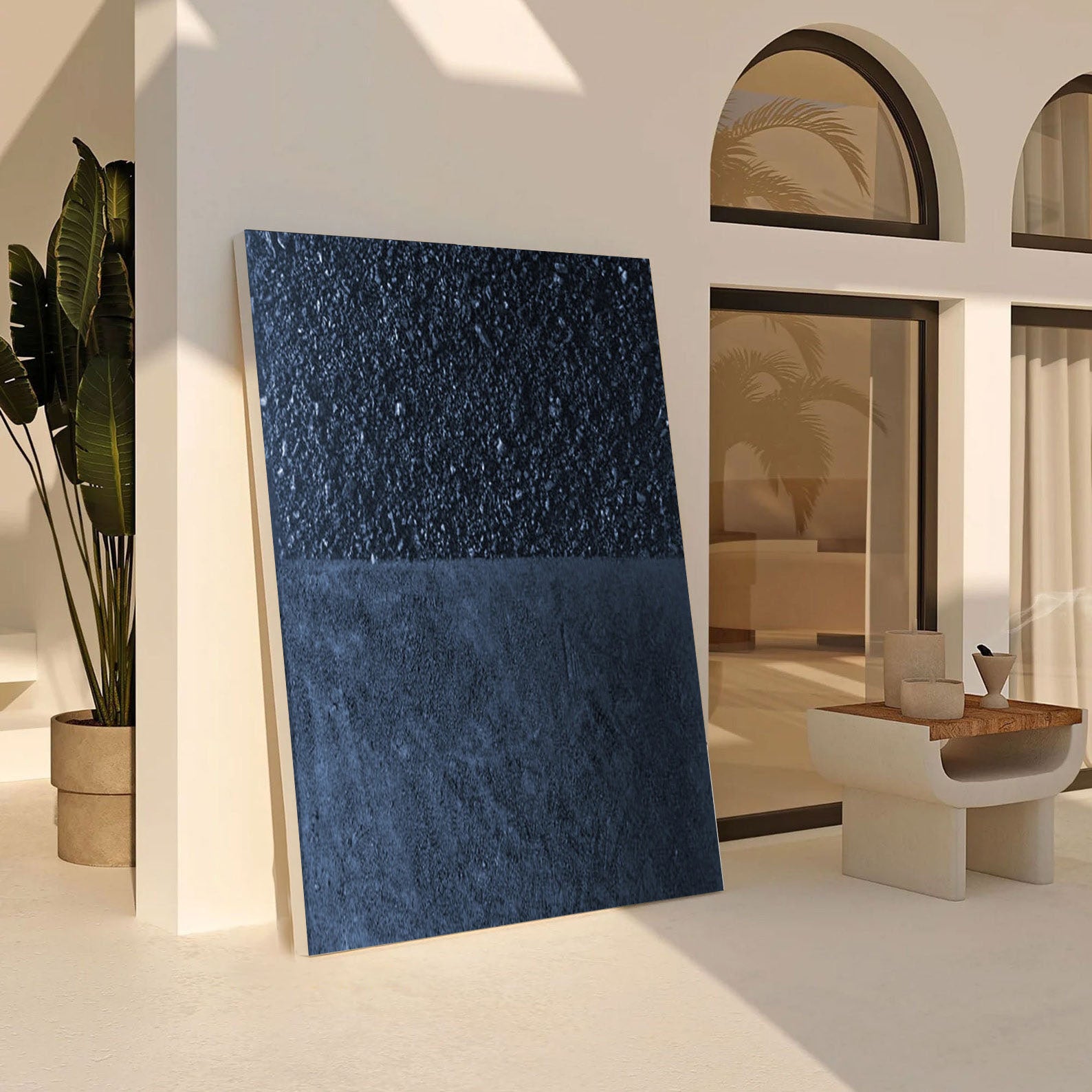 Minimalist Dark Blue Canvas, Textured Abstract Art #BGA 197