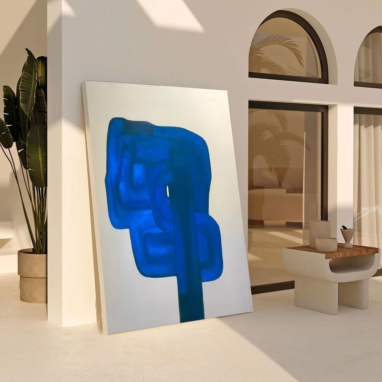 Azure Form: Bold Blue Abstract, Modern Minimalist Art #BGA 201