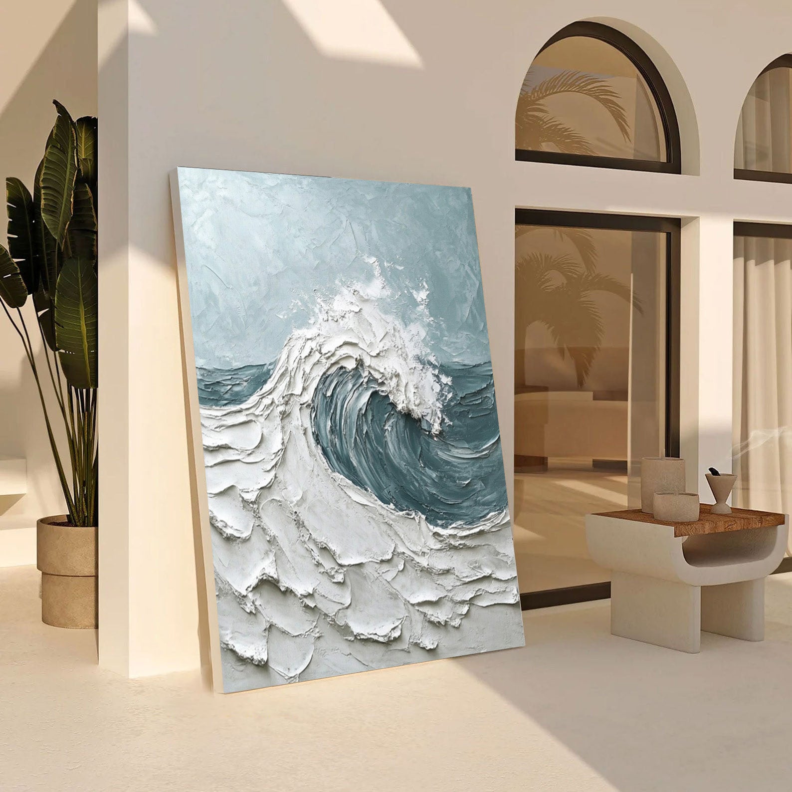 Contemporary Ocean Art with Thick Texture and Dynamic Wave #BGA 282