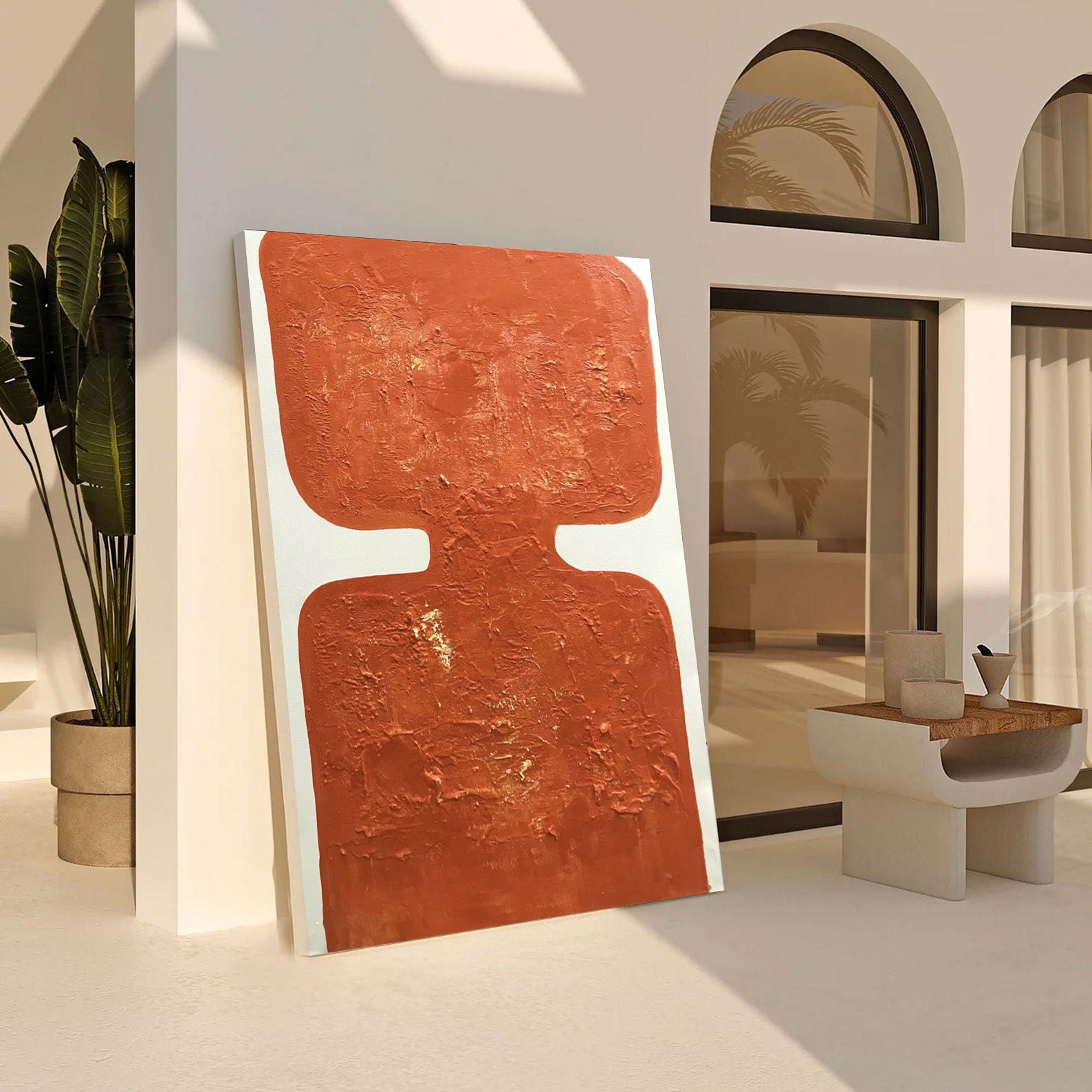 Sunset Hue: Orange Abstract Art, Minimalist Statement Piece #BGA 202