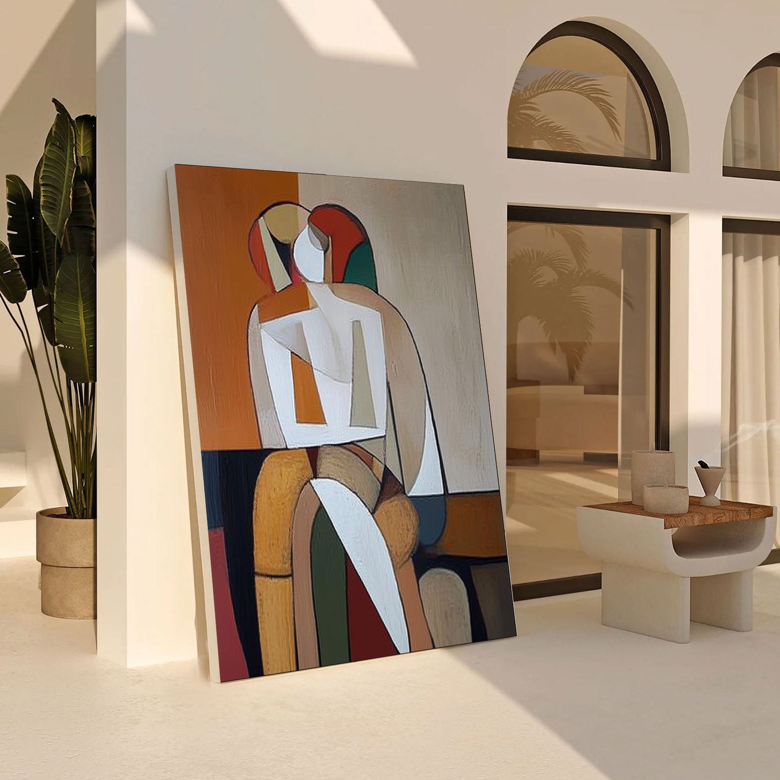 Modern Figurative Art, Bold Geometric Narrative with Color Contrast #BGA 261