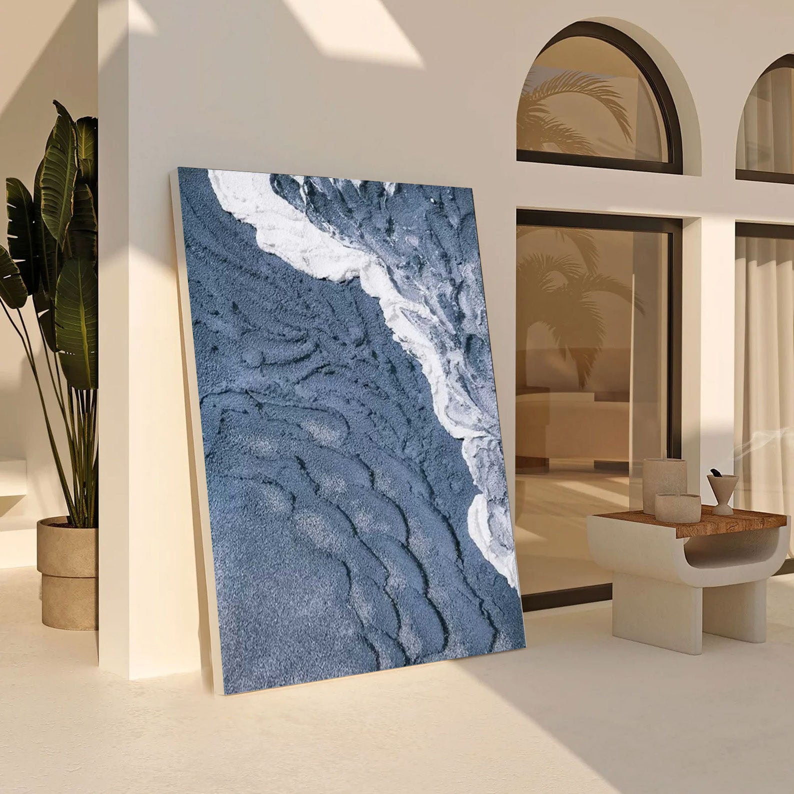 Contemporary Overhead Ocean Painting, Tactile Water Texture #BGA 245