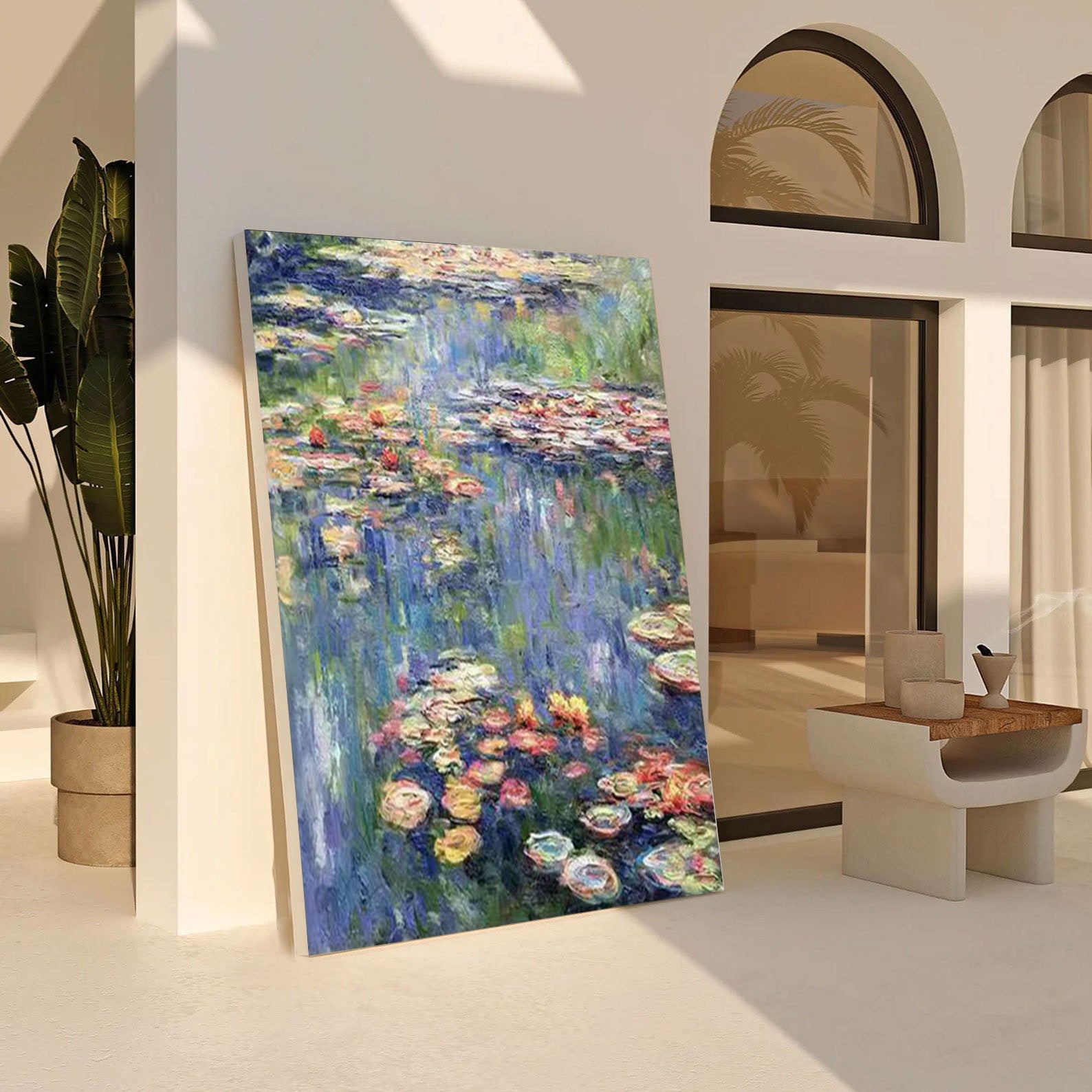 Monet Inspired Water Lilies, Impressionist Canvas #BGA 166