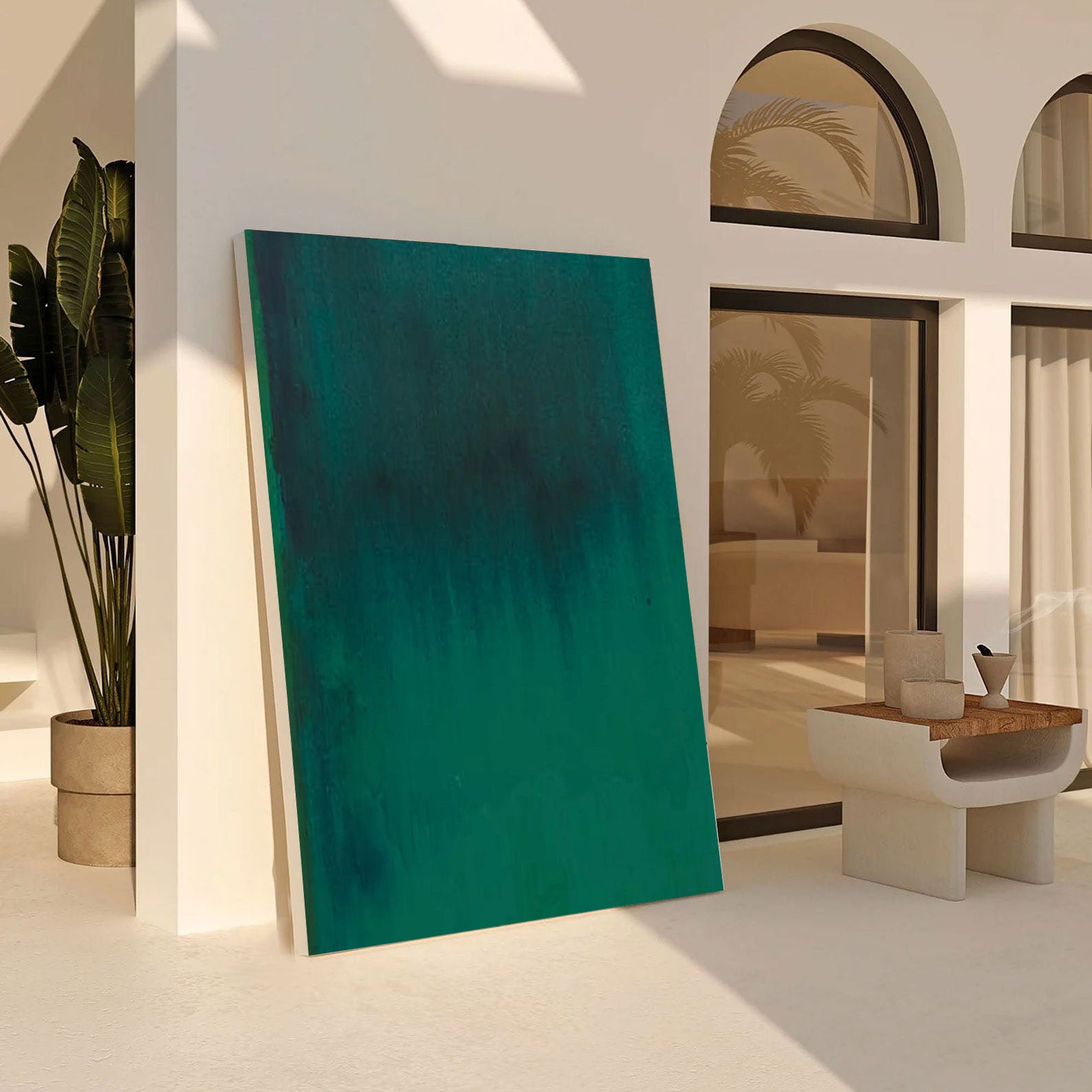 Aurora Green Canvas, Atmospheric Minimalist Decor #BGA 198