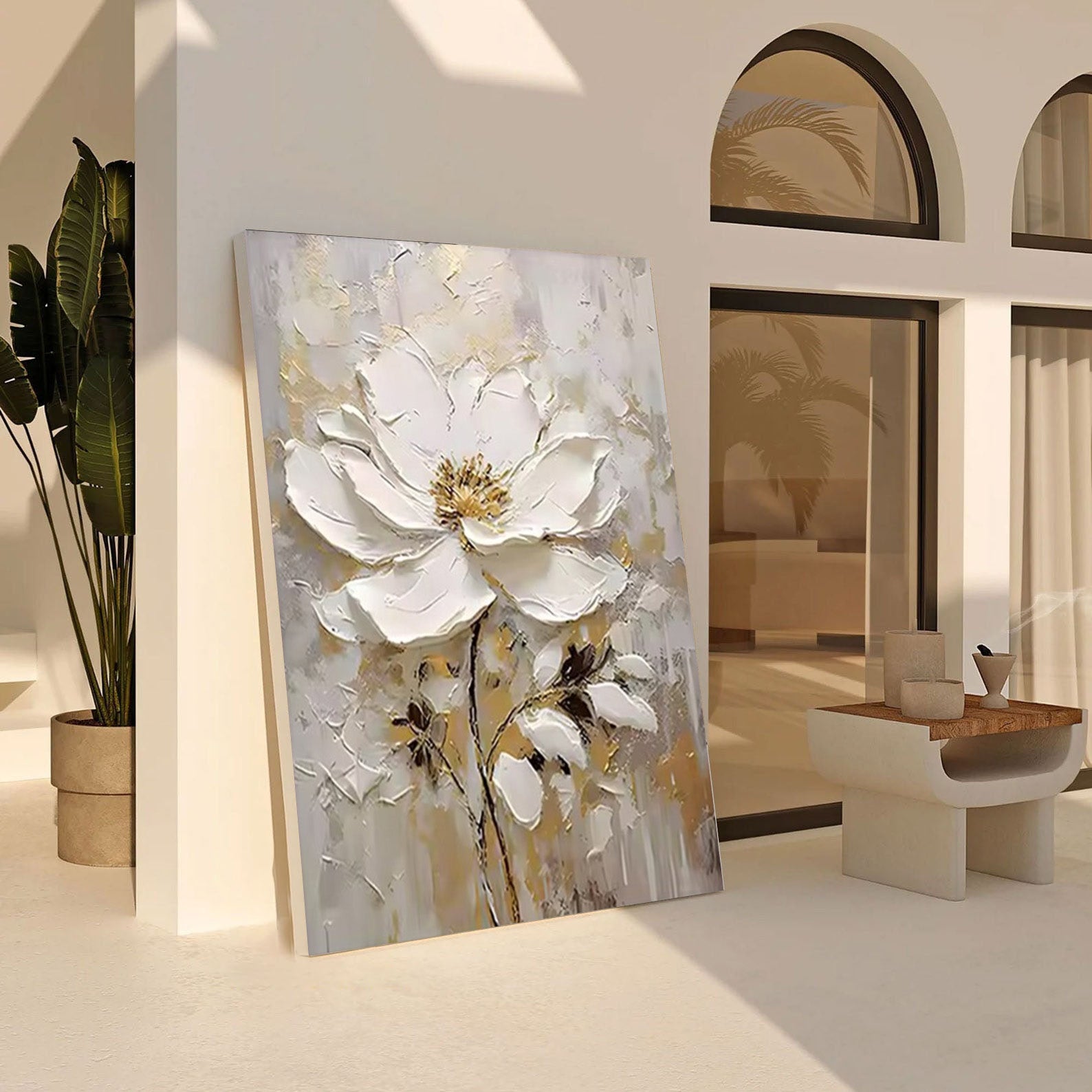 Inspirational Bloom: 3D Flower Art, Large Canvas Statement #BGA 207