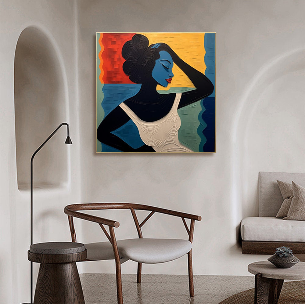 Textured Portrait with Bold Color Blocks, Modern Surreal #BGA 239