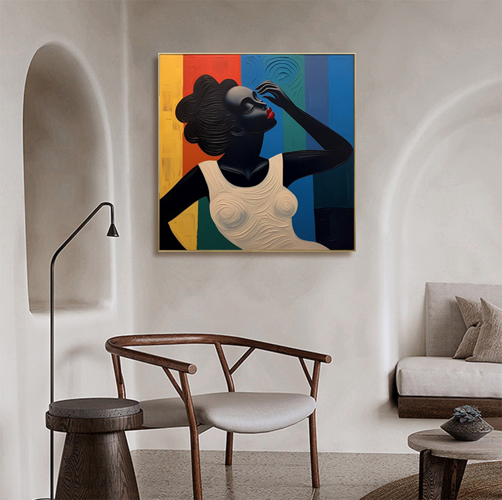 Striking Portrait with Vibrant Background, Figurative Art #BGA 238