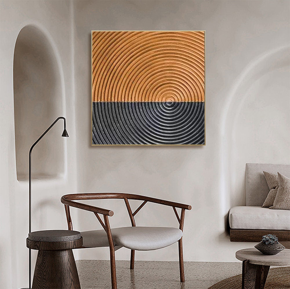 Dual Resonance: Abstract Circular Art, Two-Tone Textured Art #BGA 217