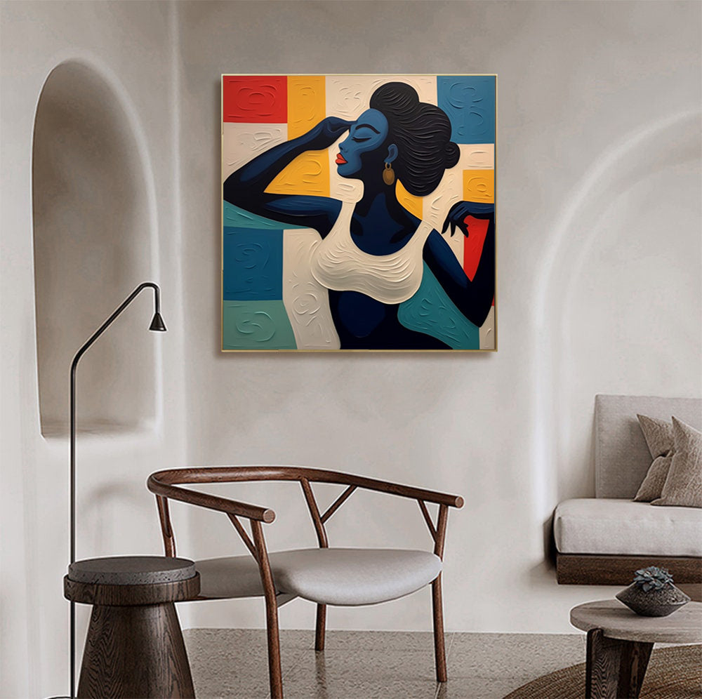 Striking Portrait with Surreal Palette, Geometric Figurative Art #BGA 240