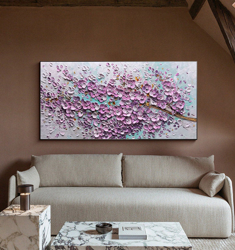 Petal Poetry: Sculpted Impasto Sakura, Richly Textured Floral #BGA 233