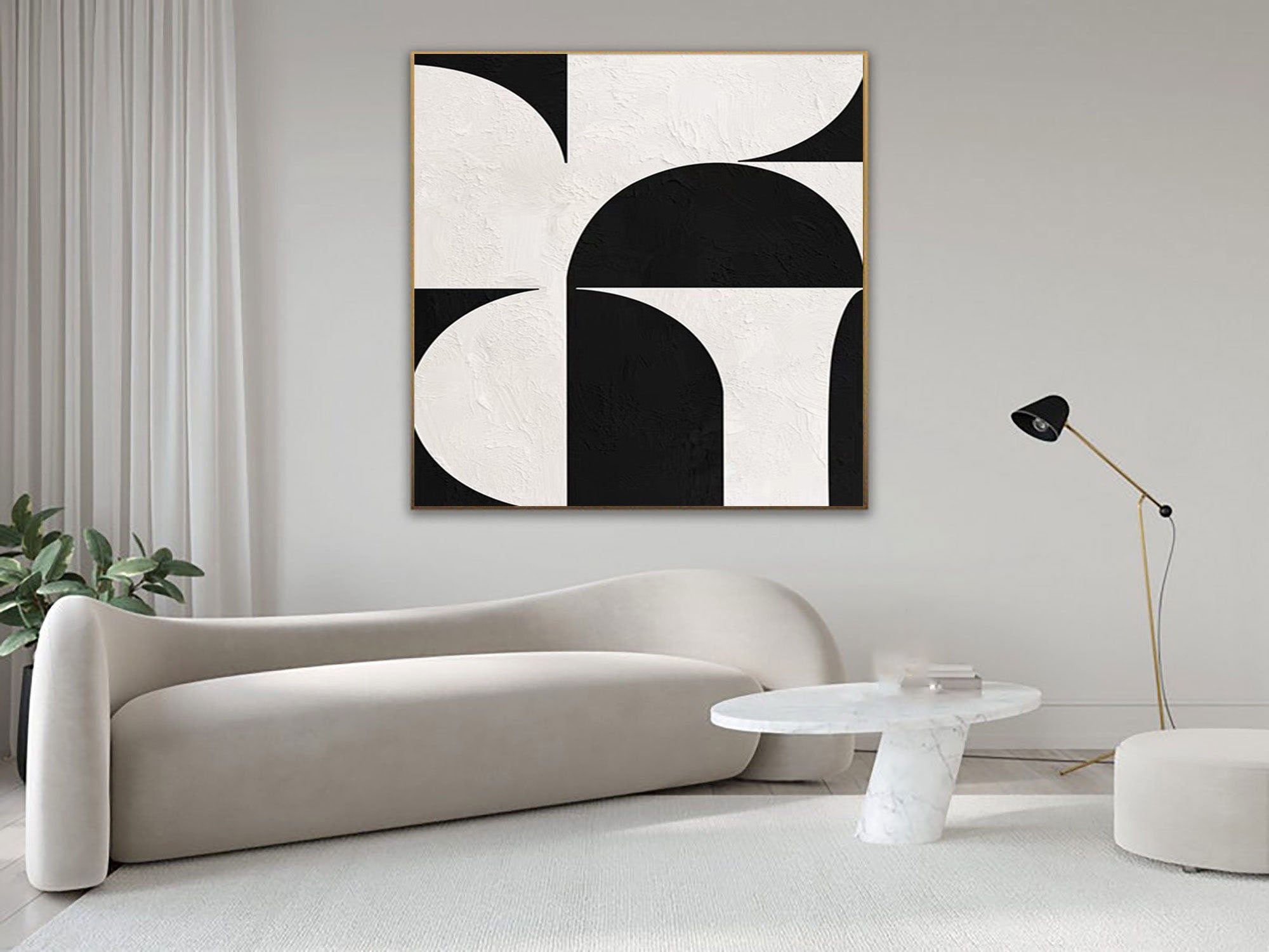 Minimalist Black and White Abstract, Textured Geometric Art #BGA 249