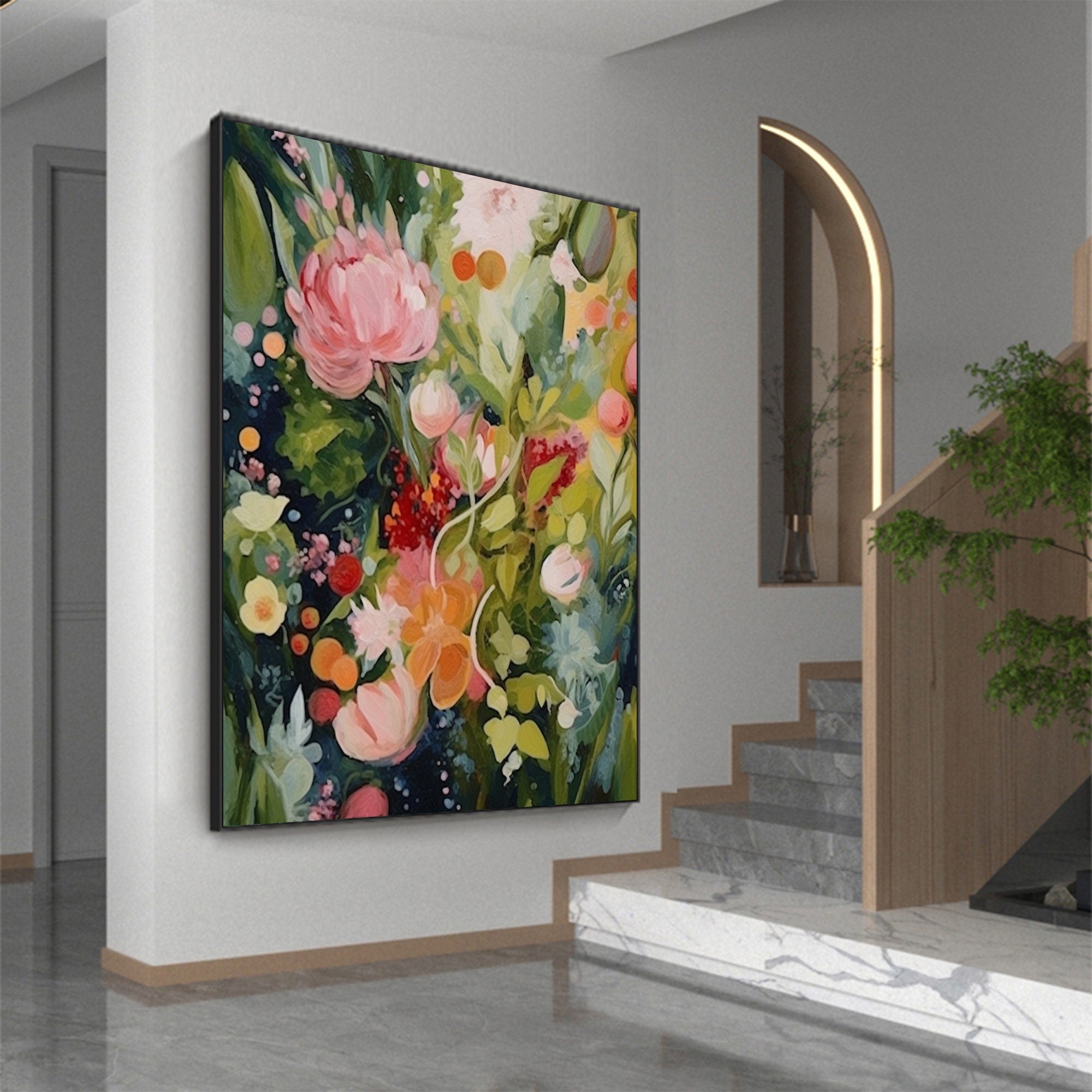 Colorful Flower Abstract Canvas Art for Modern Interiors #CAP 022