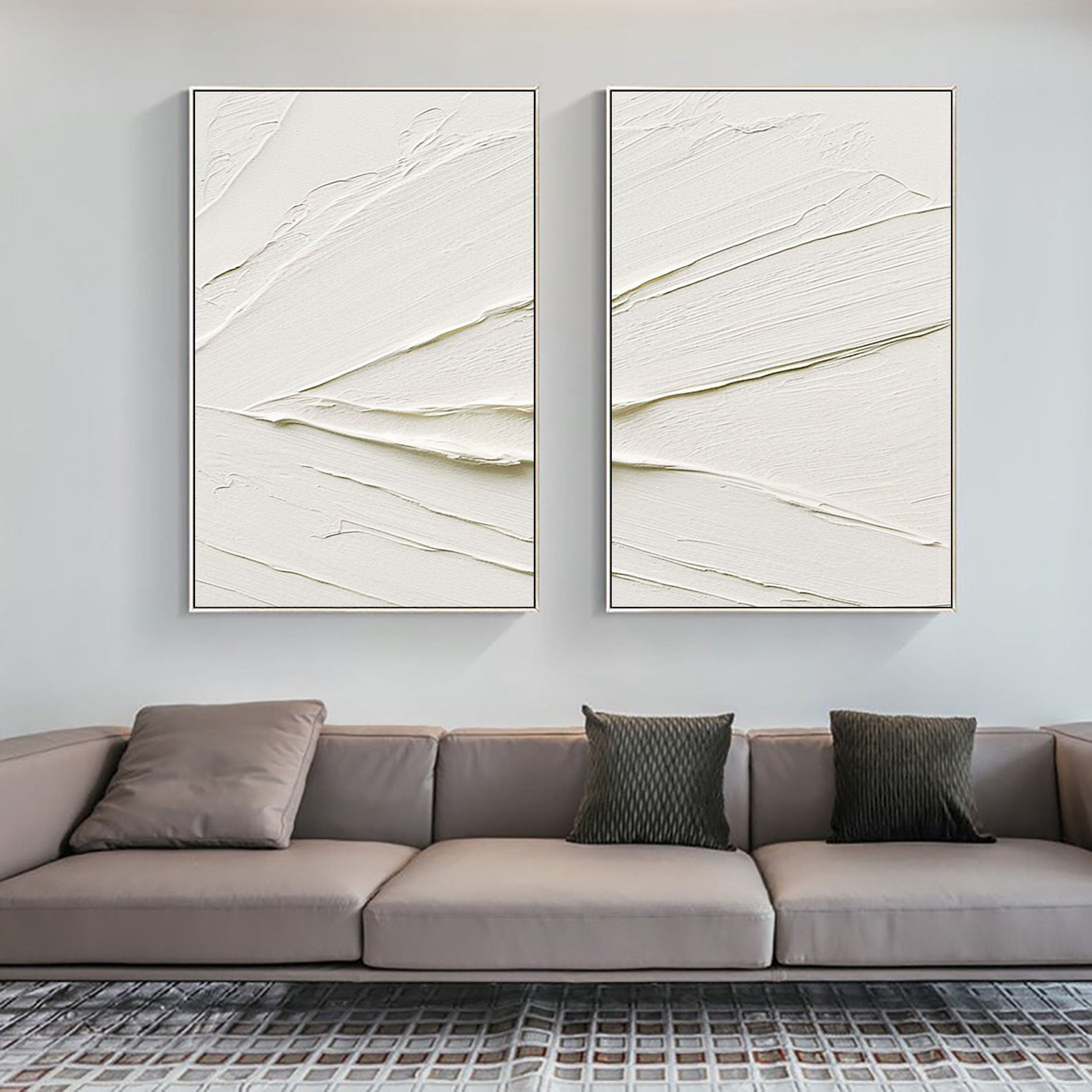 White Minimalist Painting Set Of 2 #WMS 021