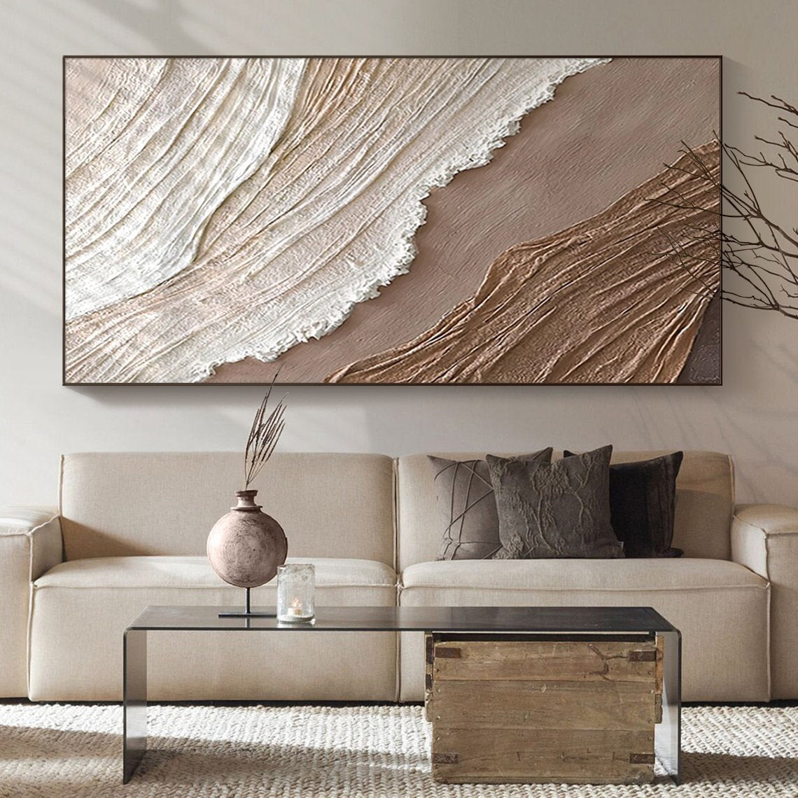 Beige & Brown Ocean Minimalist Painting #BBM 019