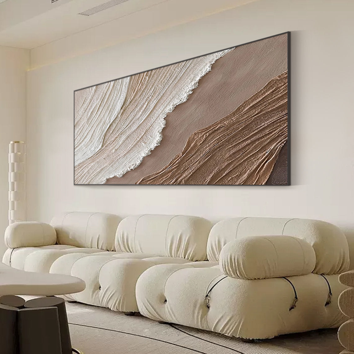 Beige & Brown Ocean Minimalist Painting #BBM 019