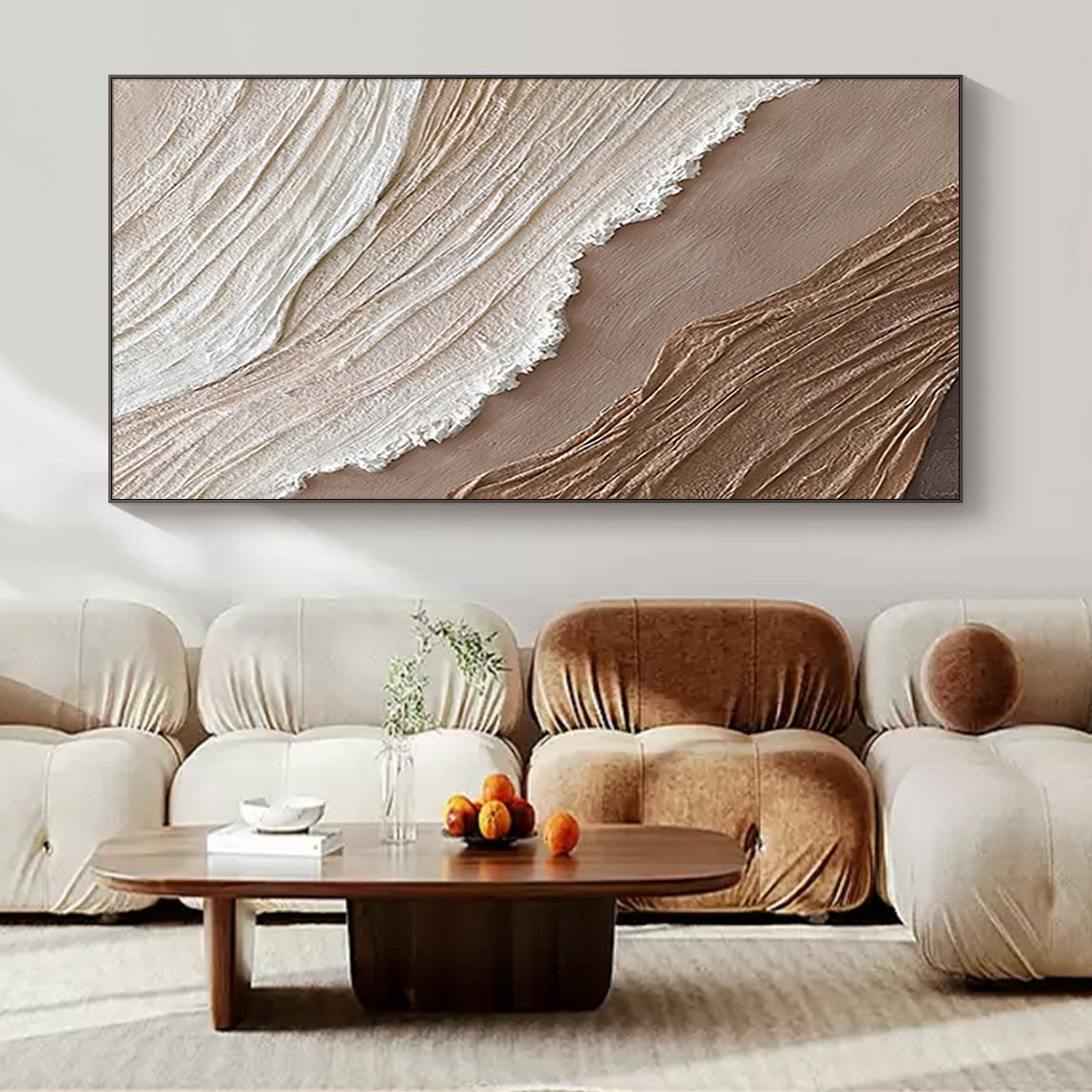 Beige & Brown Ocean Minimalist Painting #BBM 019