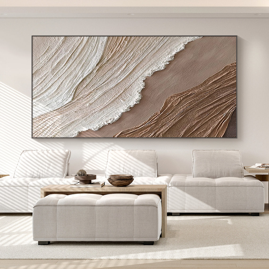 Beige & Brown Ocean Minimalist Painting #BBM 019