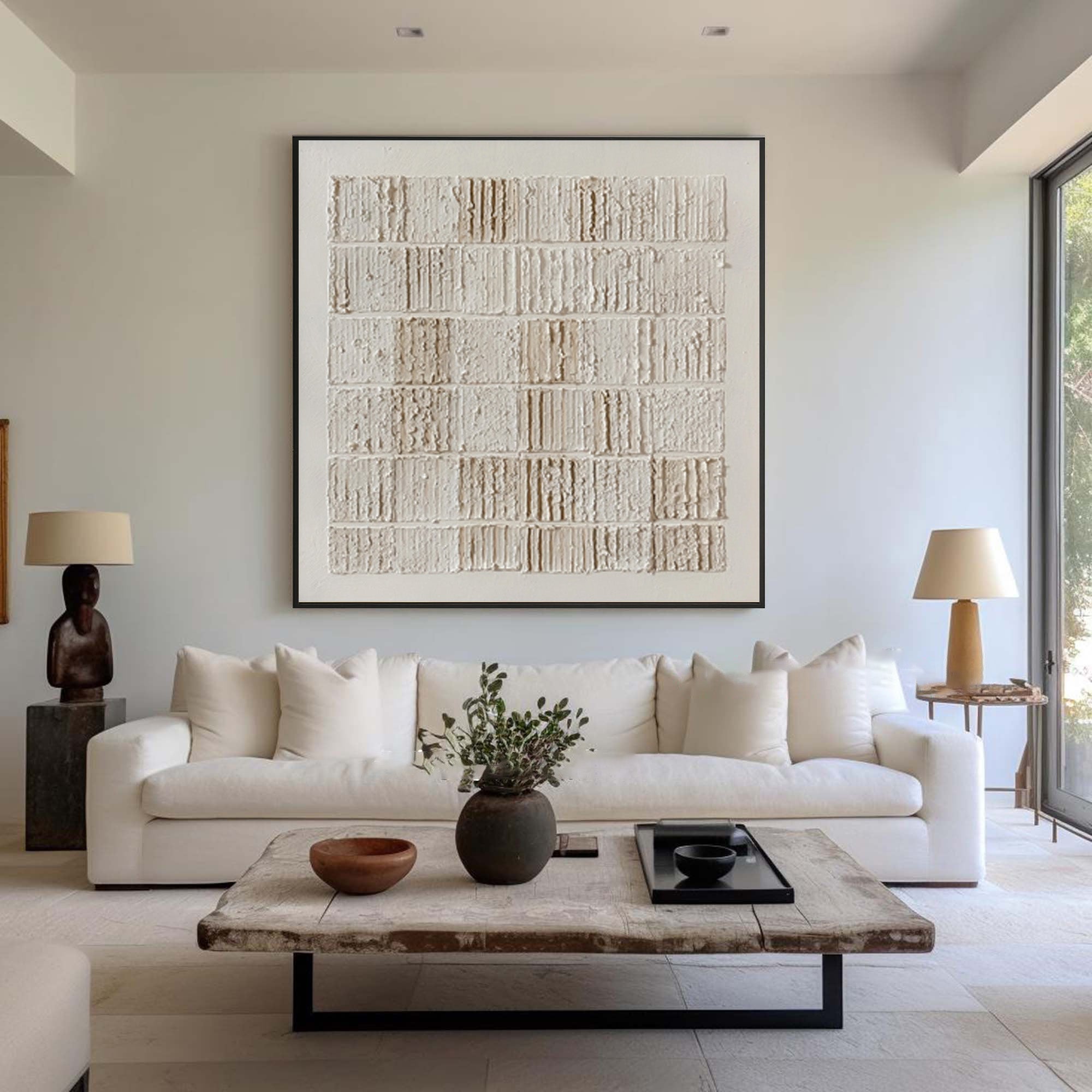 Neutral Textured Art Modern Home Decor #WG 054