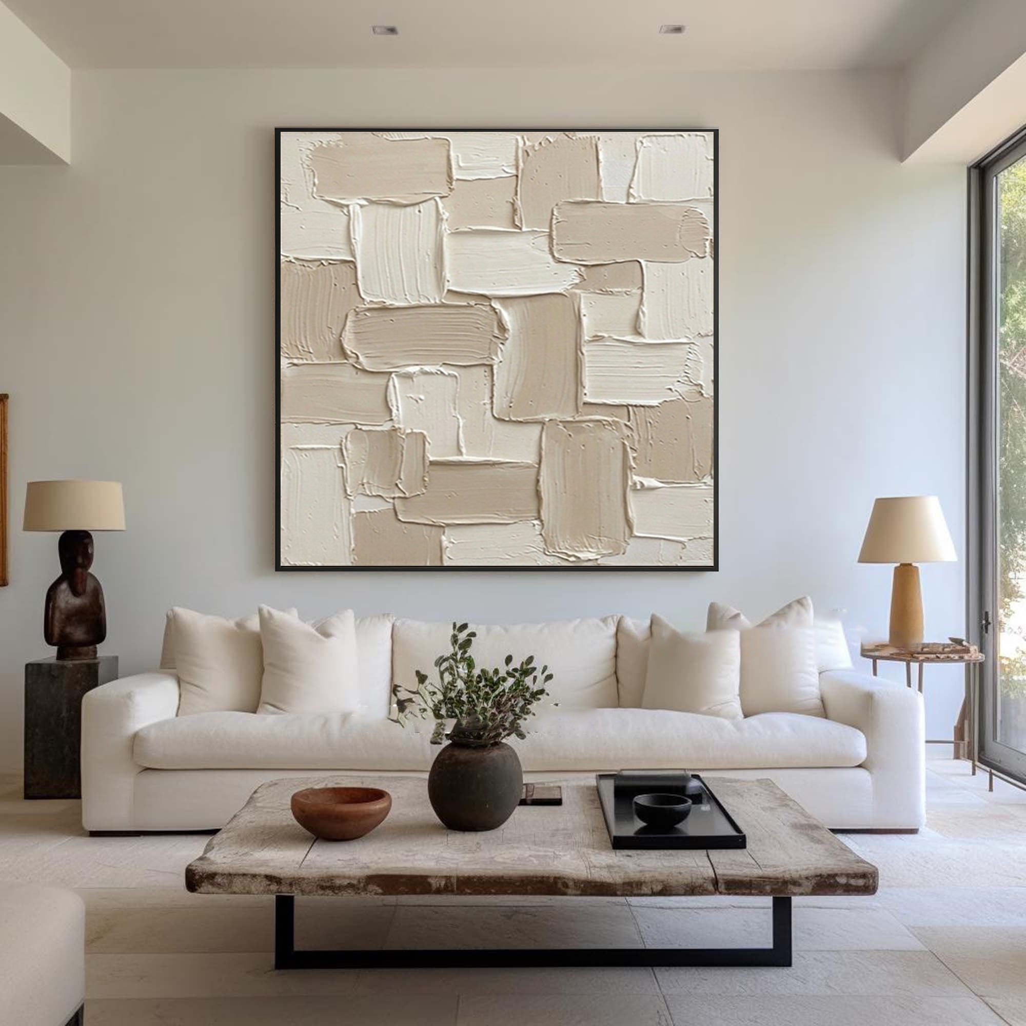 Large Architectural Texture Wall Art Hand Painted Neutral Painting