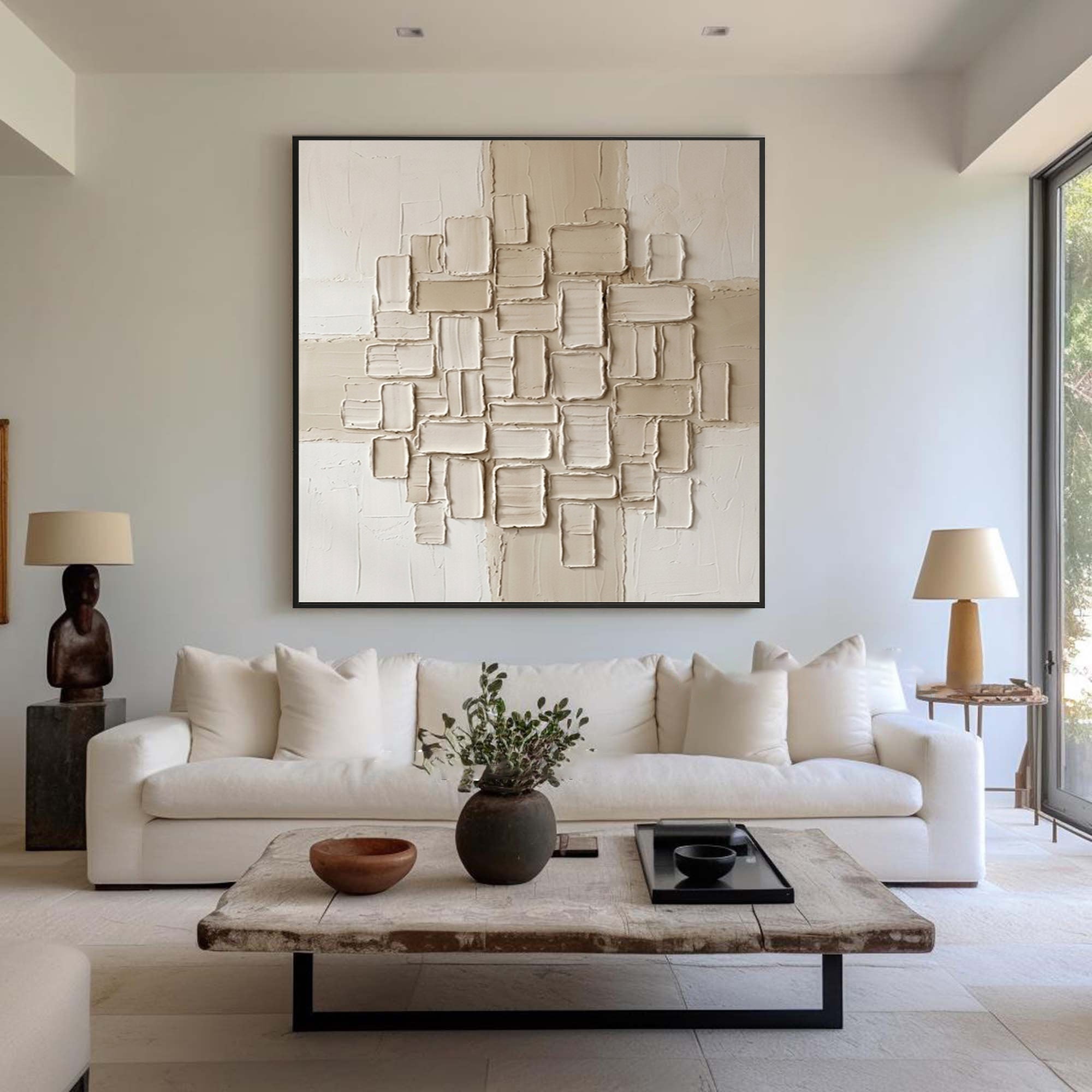 Large Neutral Textured Wall Art Modern Desert Inspired Canvas