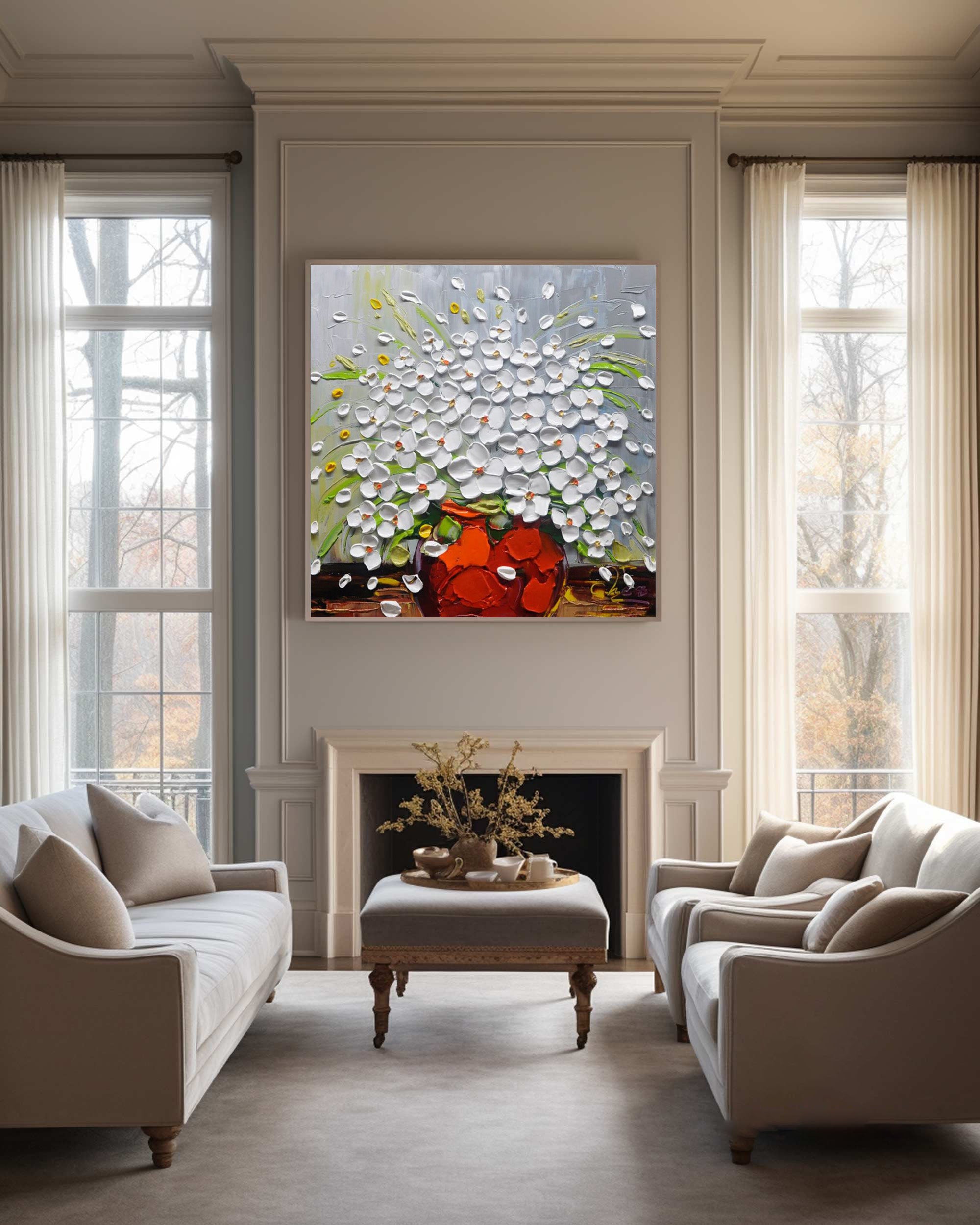 Sculpted Florals: Bold Impasto Flowers, Richly Textured Art #BGA 229