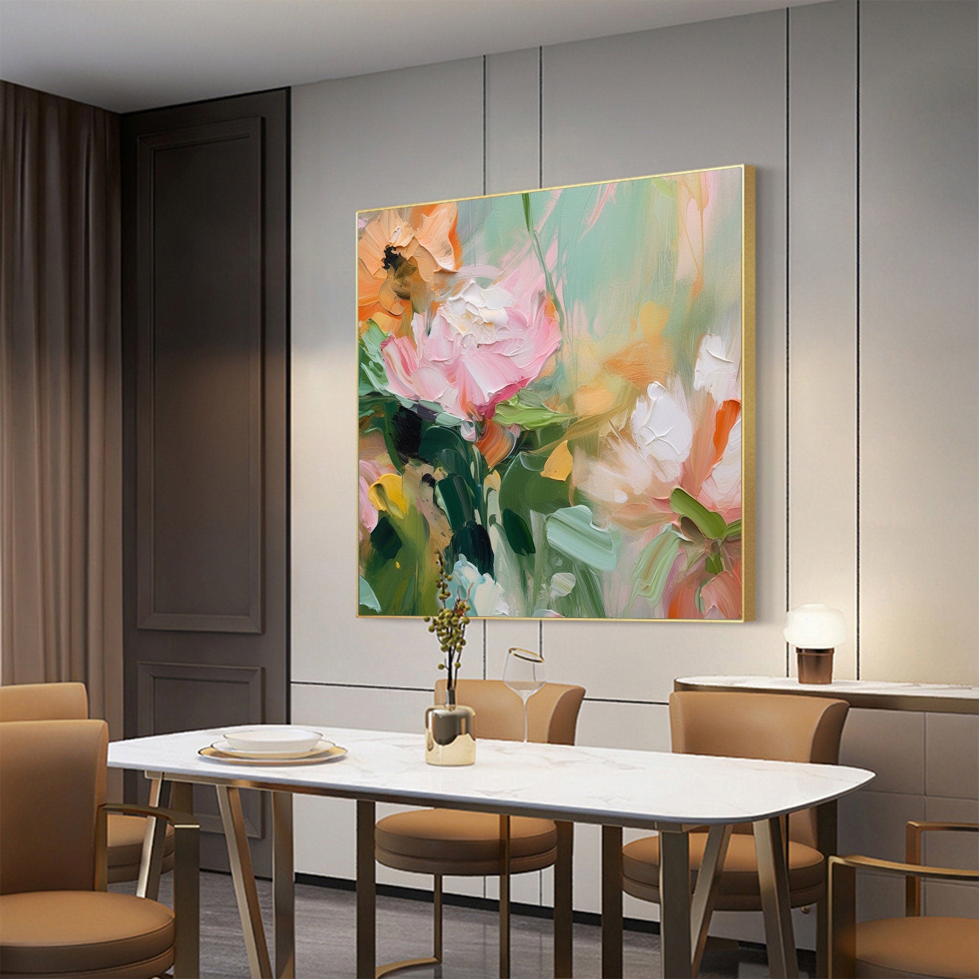 Bright and Colorful Floral Abstract Canvas for Modern Home #CAP 023