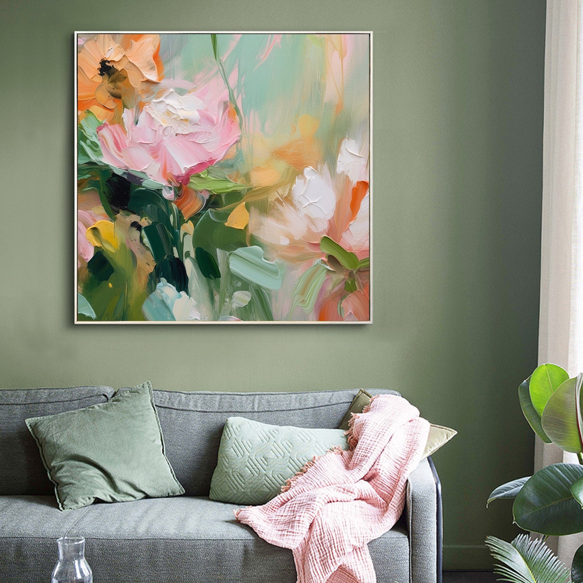 Bright and Colorful Floral Abstract Canvas for Modern Home #CAP 023
