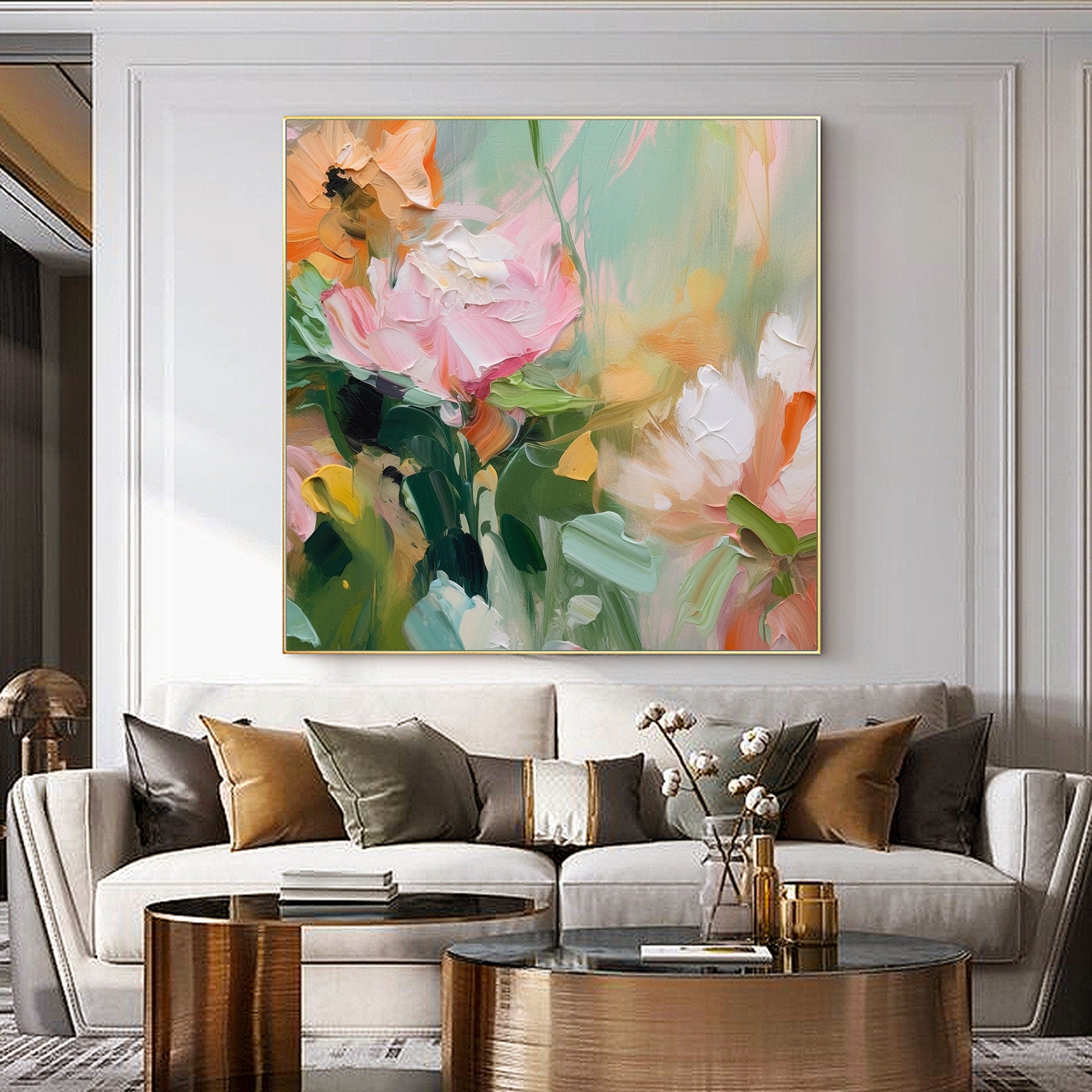 Bright and Colorful Floral Abstract Canvas for Modern Home #CAP 023