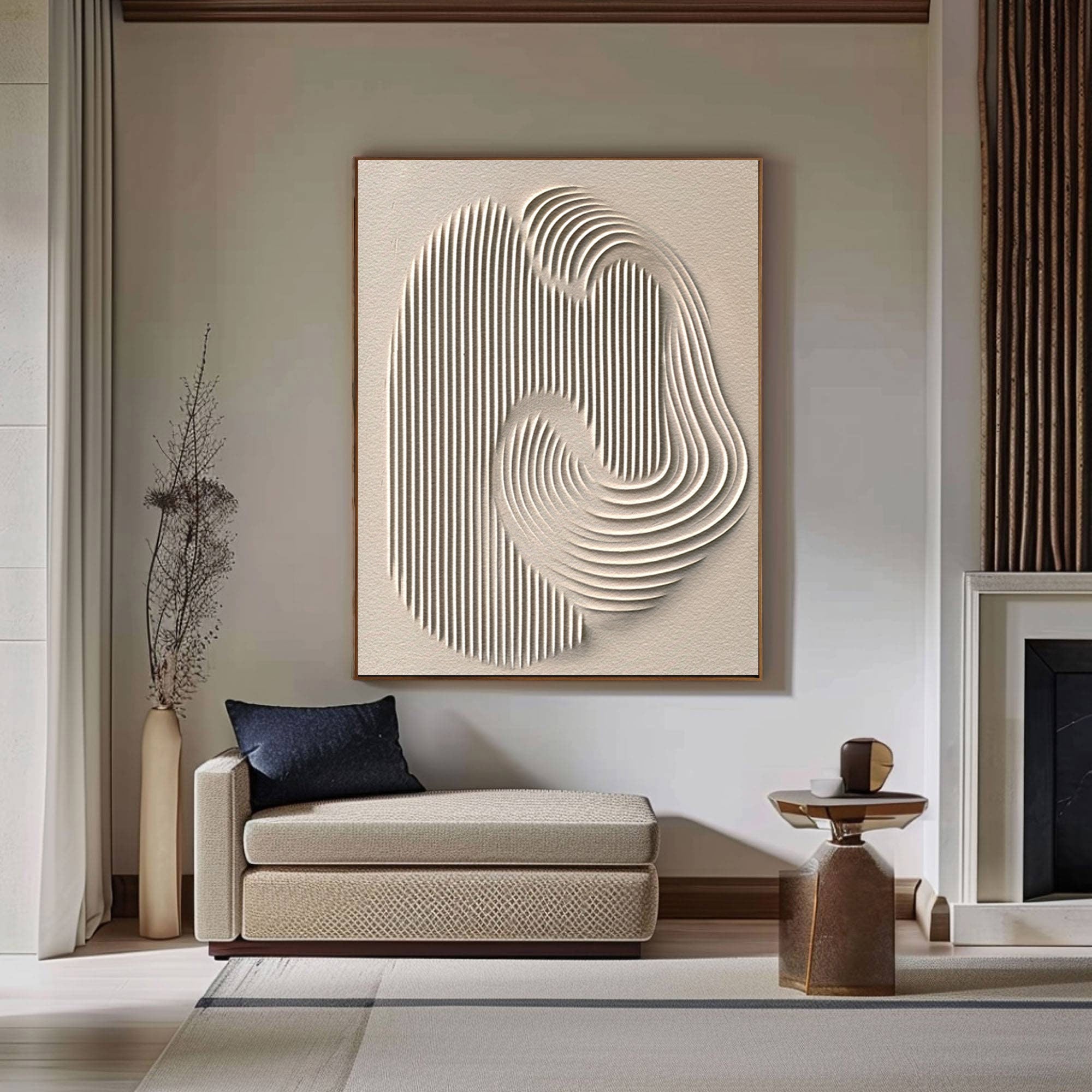 Abstract Canvas Wall Art - Minimalist White Painting for Modern Homes #BBS 032