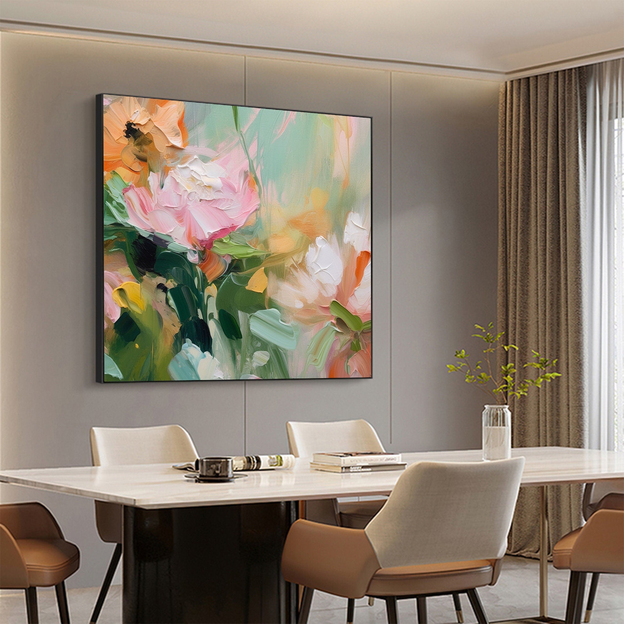 Bright and Colorful Floral Abstract Canvas for Modern Home #CAP 023