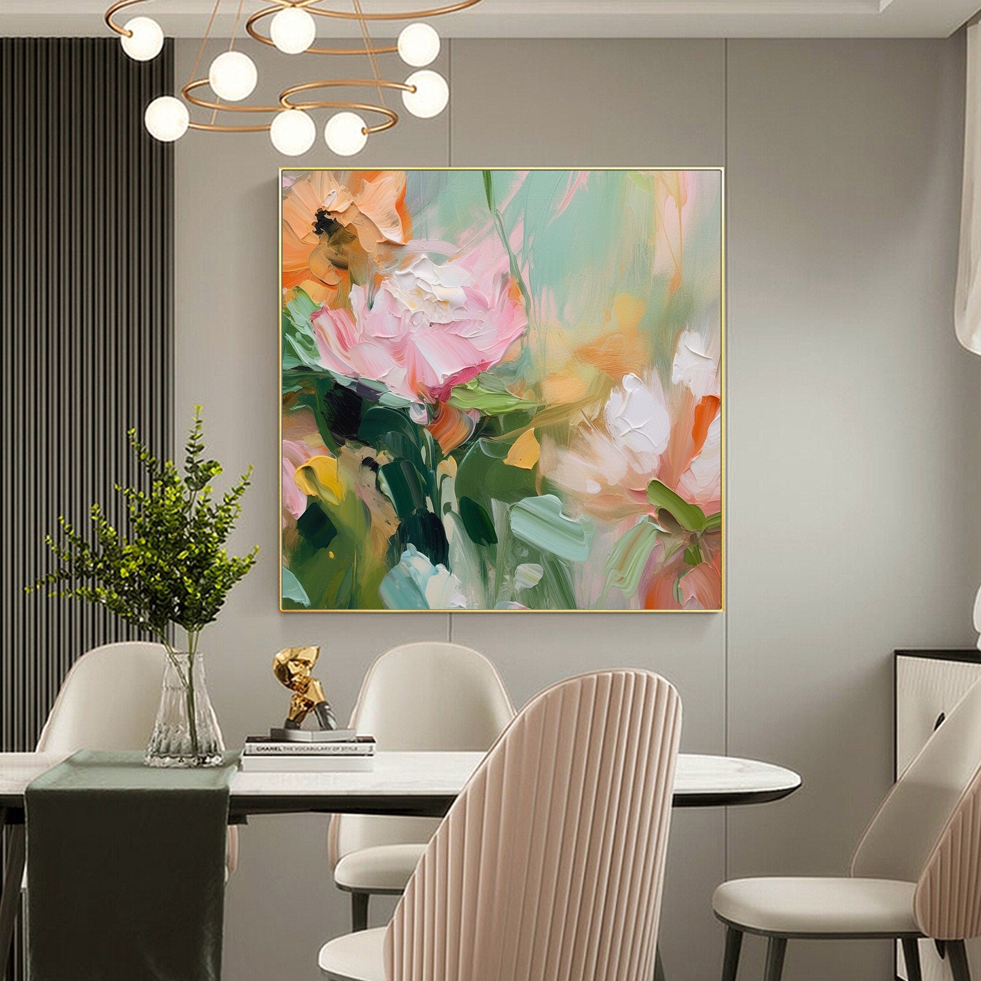 Bright and Colorful Floral Abstract Canvas for Modern Home #CAP 023