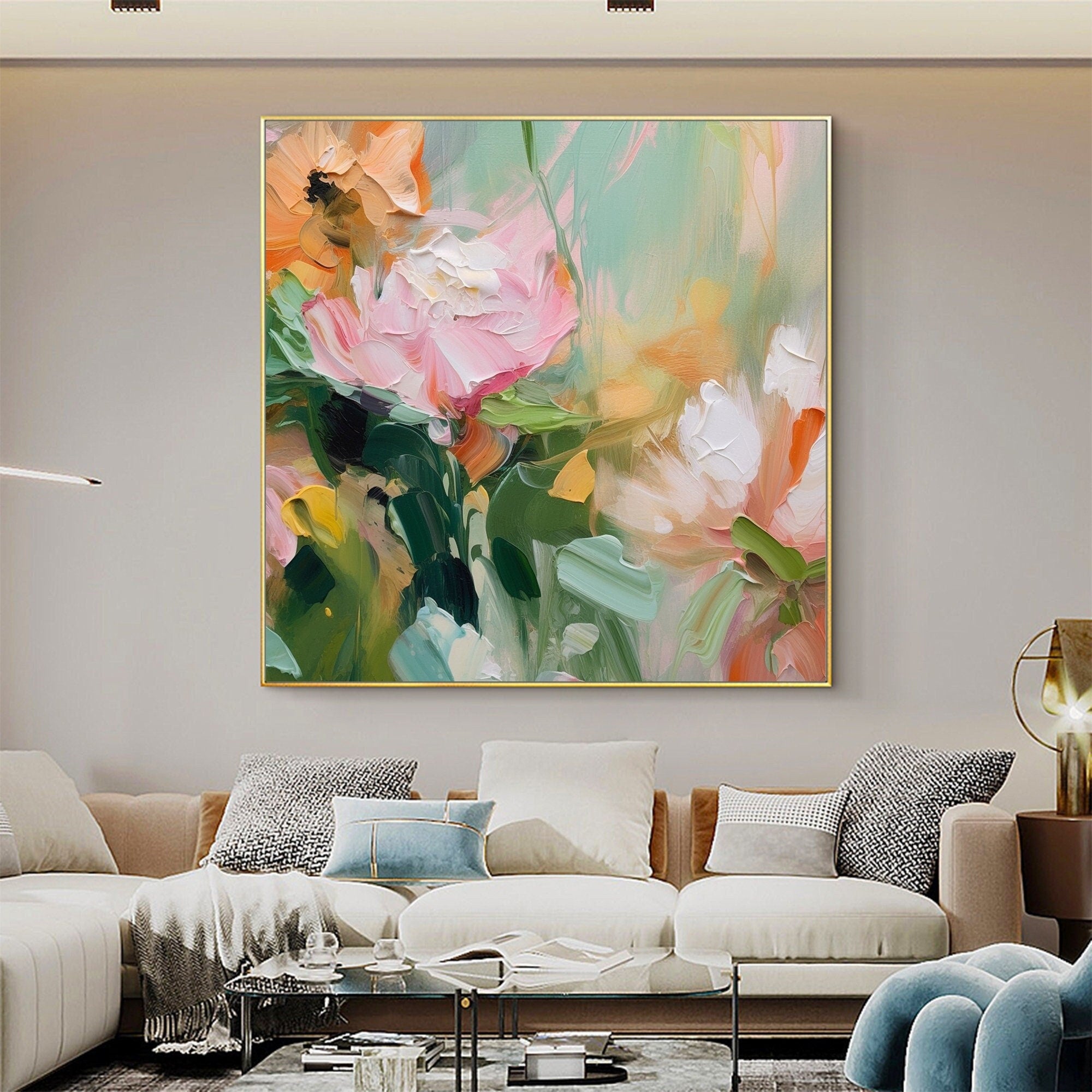 Bright and Colorful Floral Abstract Canvas for Modern Home #CAP 023