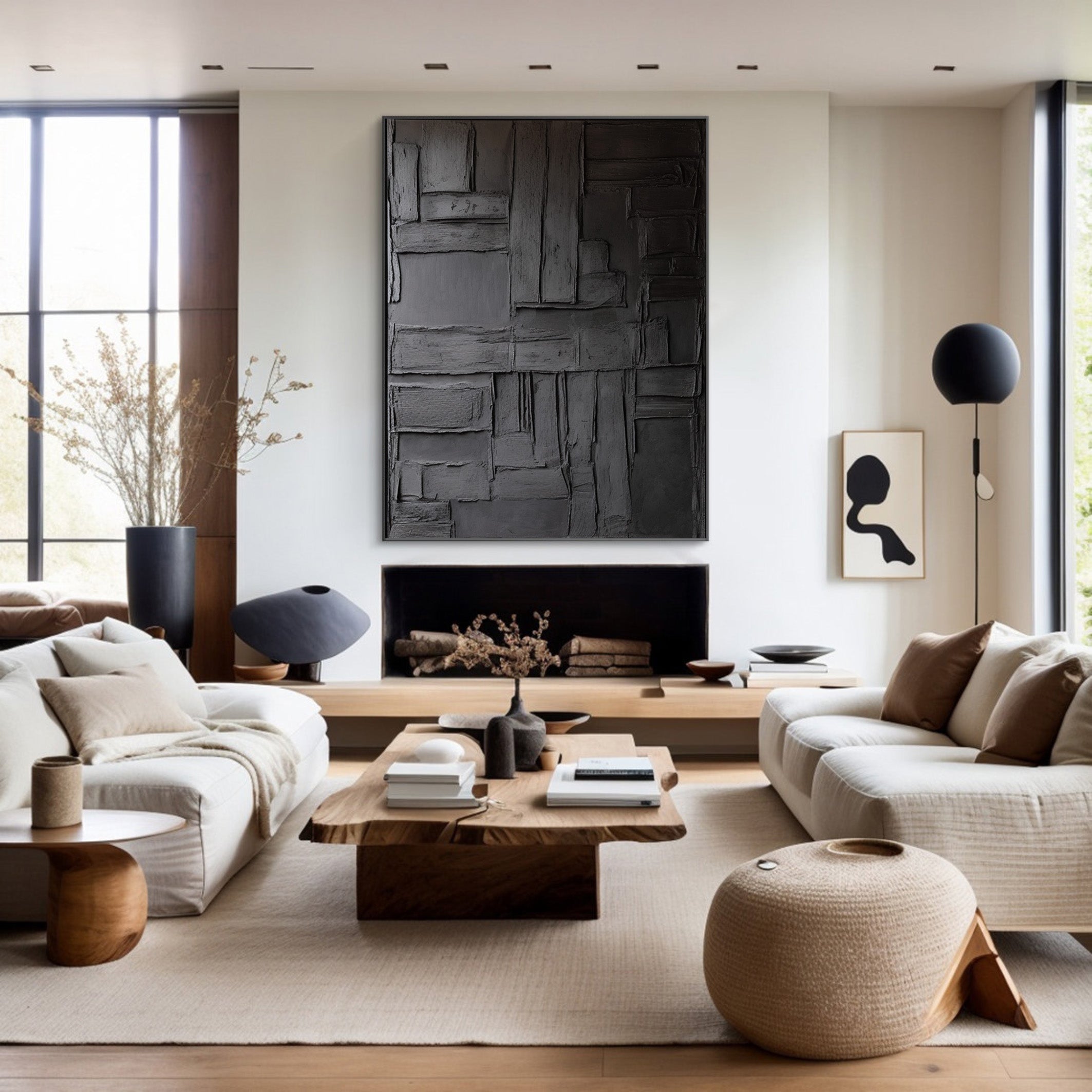 Urban Facade: Abstract Black Canvas, Modern Textured Art #BGA 228
