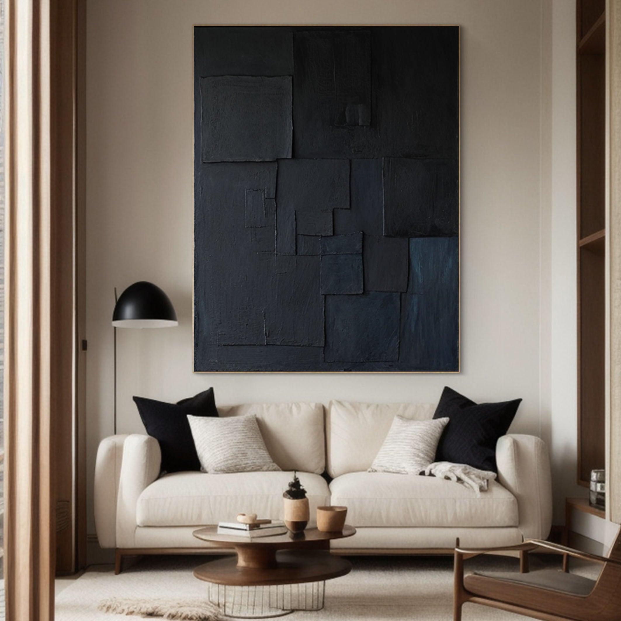 Modern Minimalist Black Abstract Art Monochrome Wall Decor #BM 098