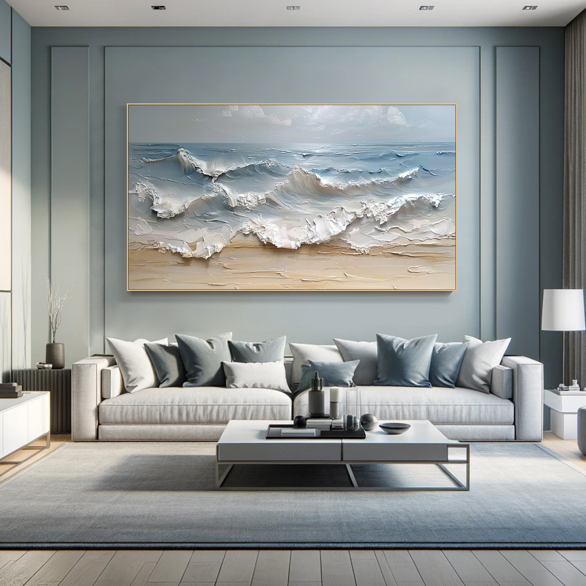 Textured Ocean Waves Canvas Art for Coastal Decor #BGM 052