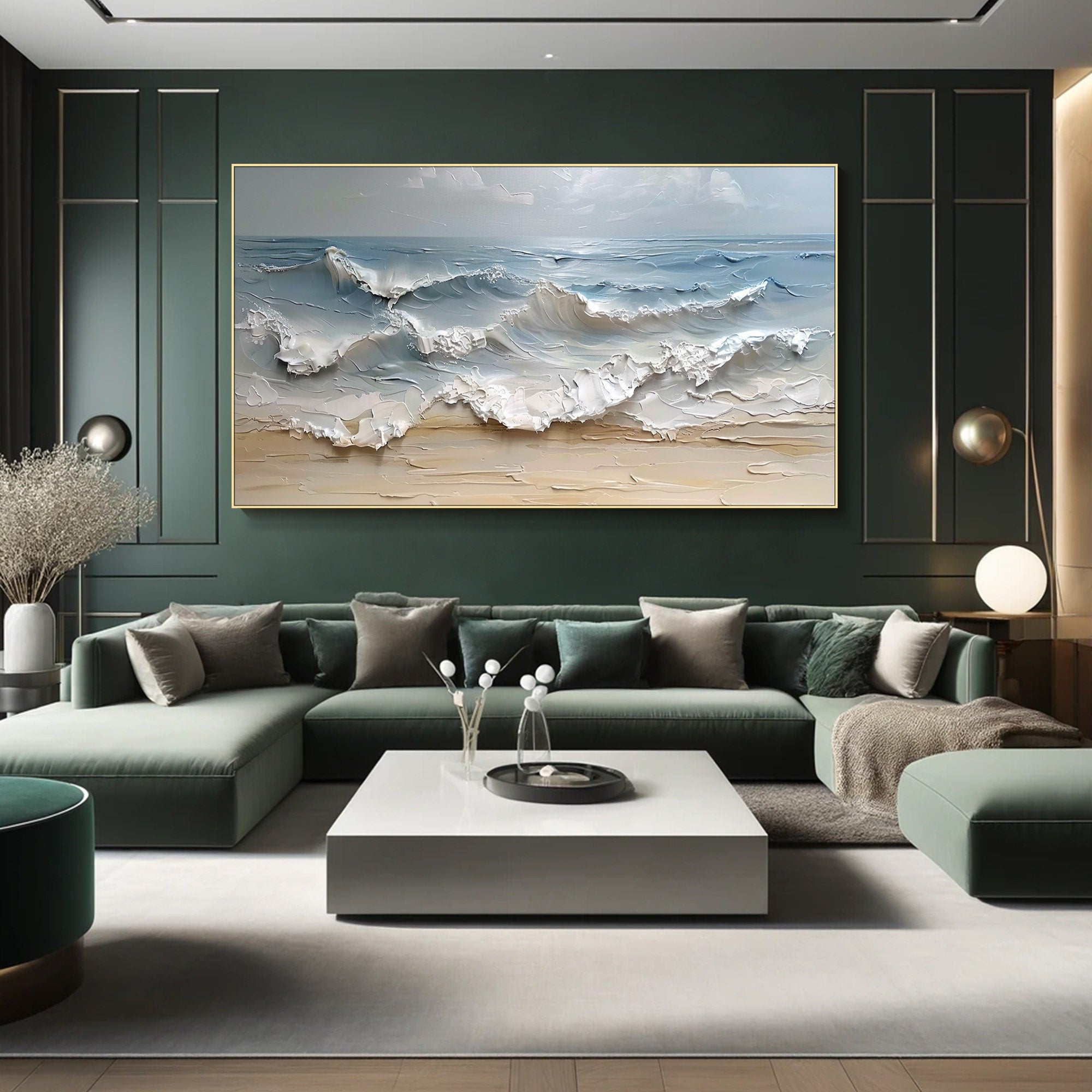 Textured Ocean Waves Canvas Art for Coastal Decor #BGM 052
