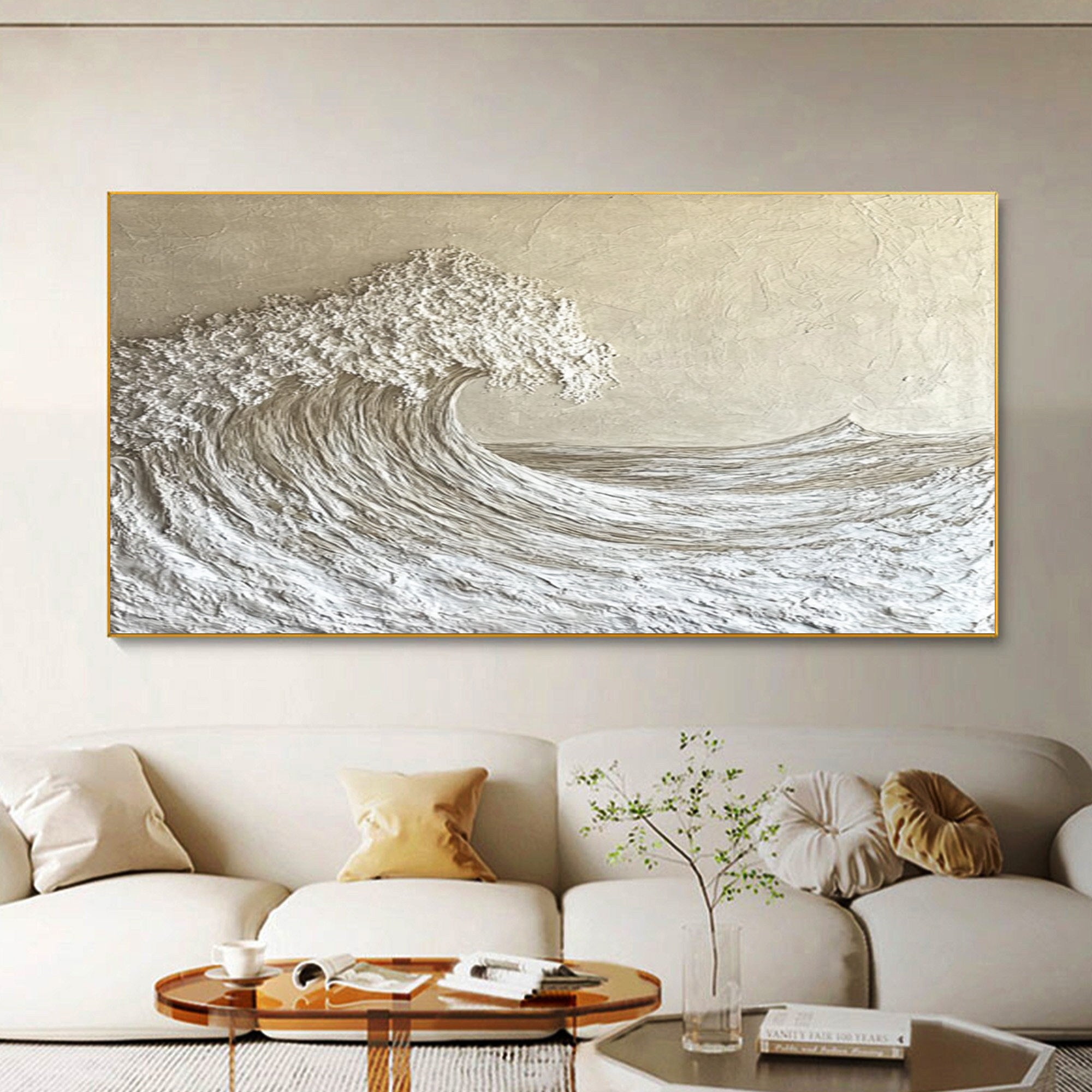 High-End 3D Wave Painting Luxury Wall Decor for Elegant Interiors #BBM 048