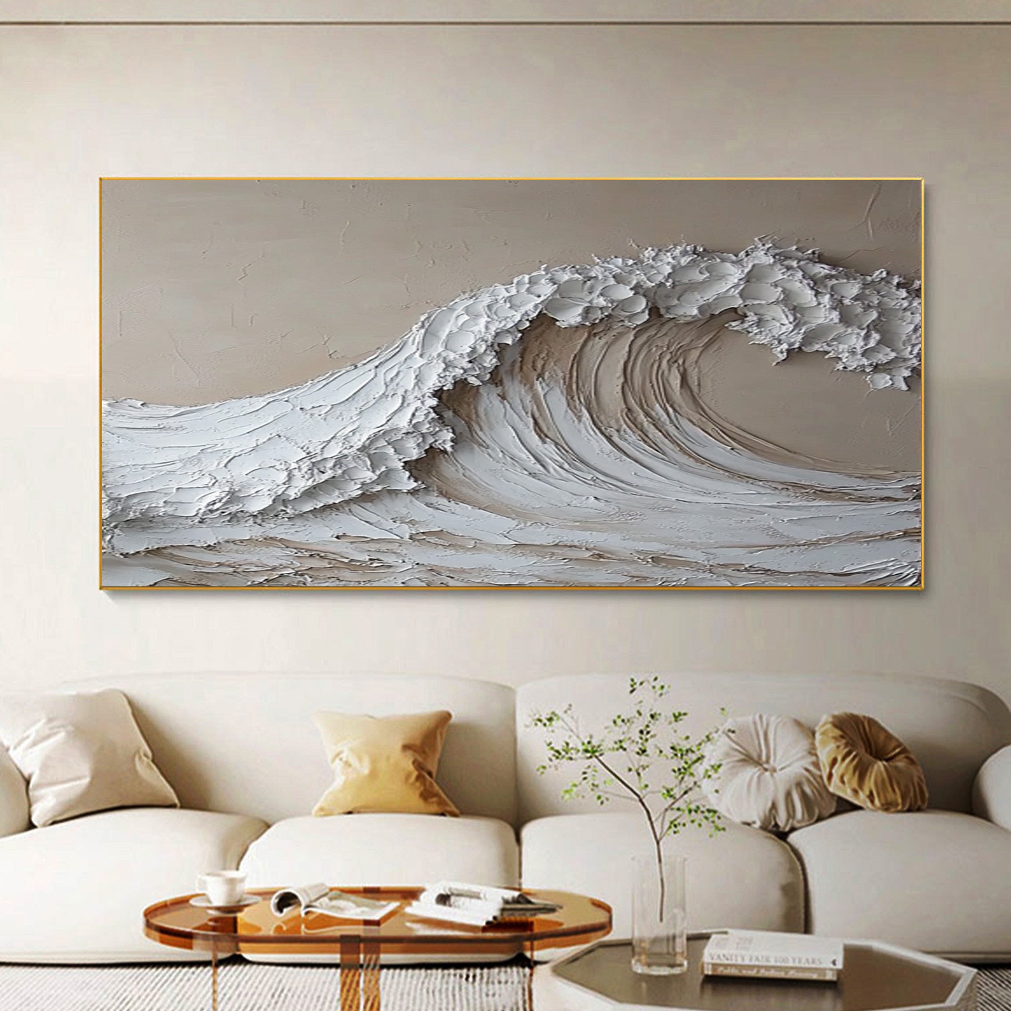 High-End 3D Wave Painting Luxury Wall Decor for Elegant Interiors #BBM 046