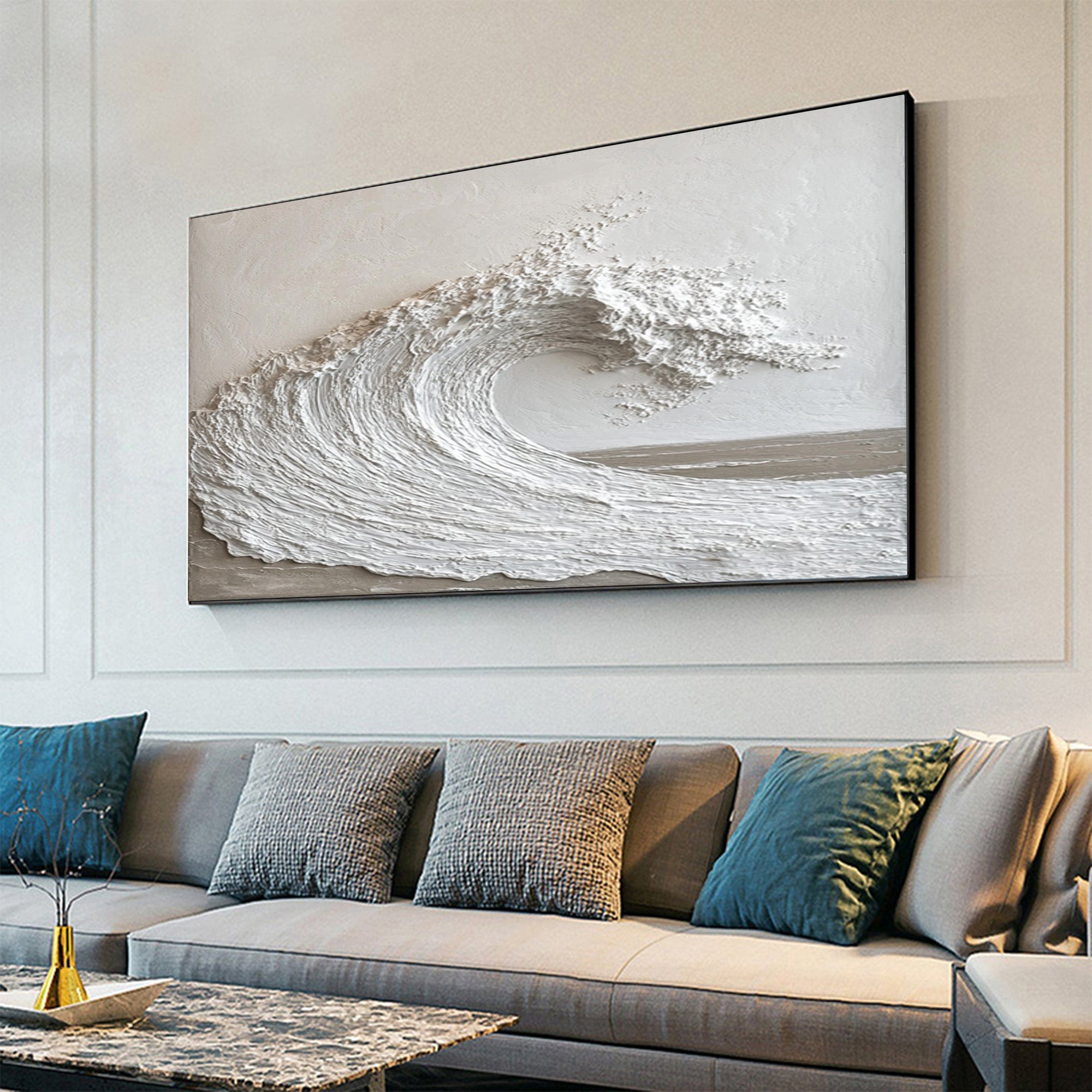 High-End 3D Wave Painting Luxury Wall Decor for Elegant Interiors #BBM 047