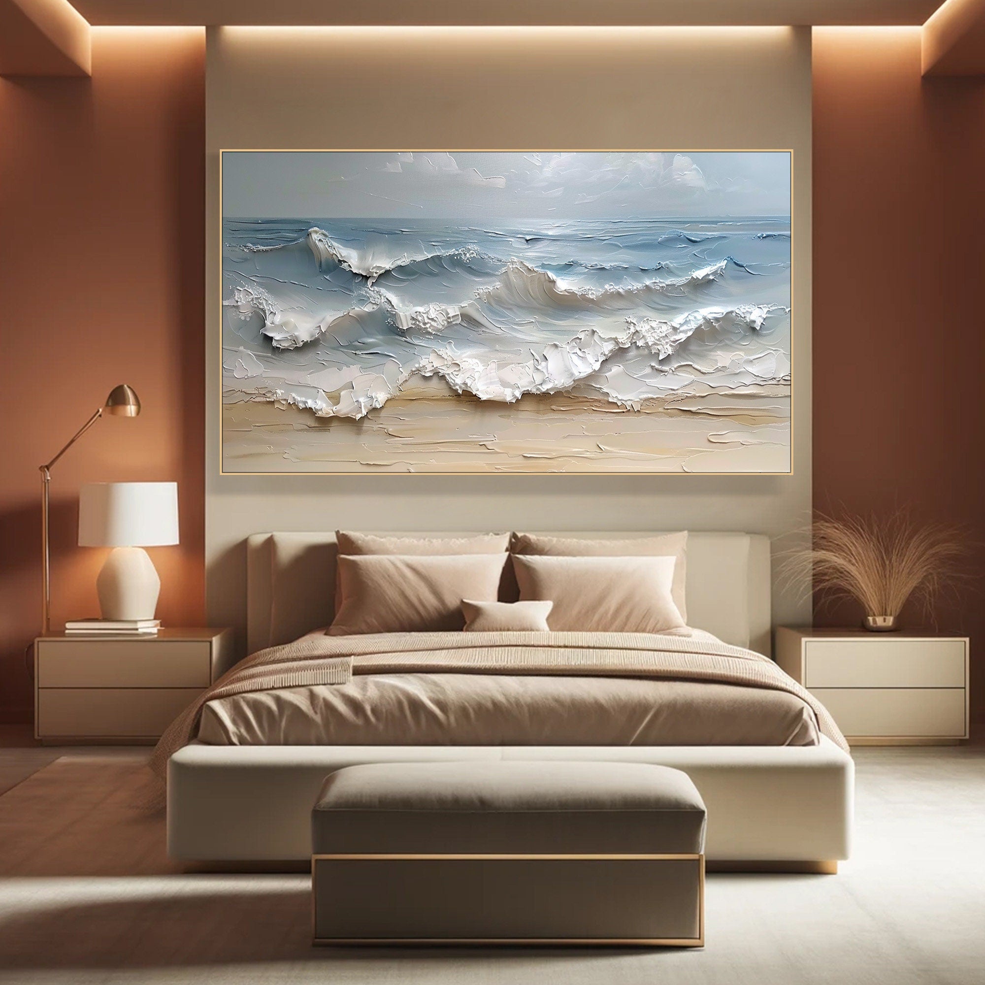 Textured Ocean Waves Canvas Art for Coastal Decor #BGM 052