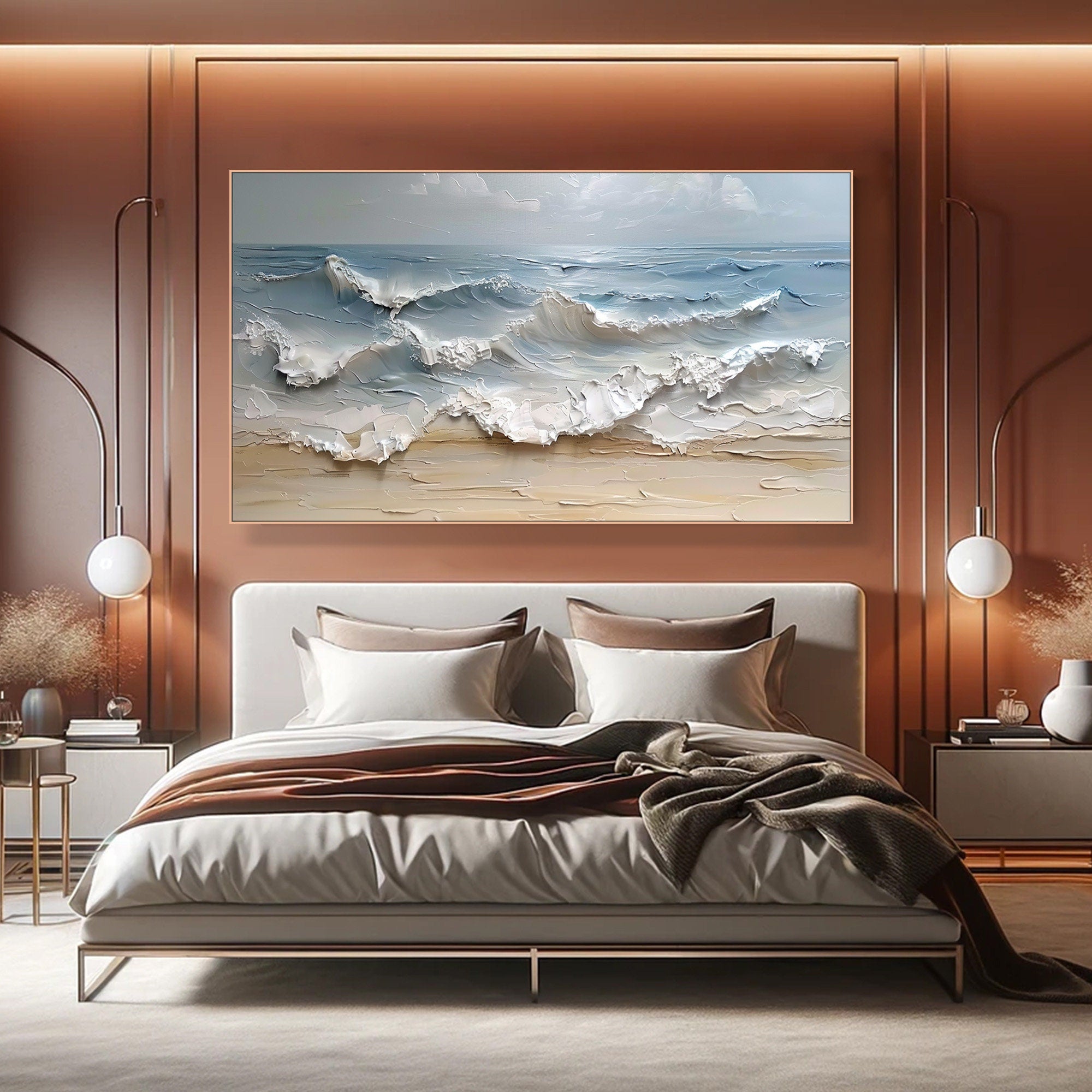 Textured Ocean Waves Canvas Art for Coastal Decor #BGM 052