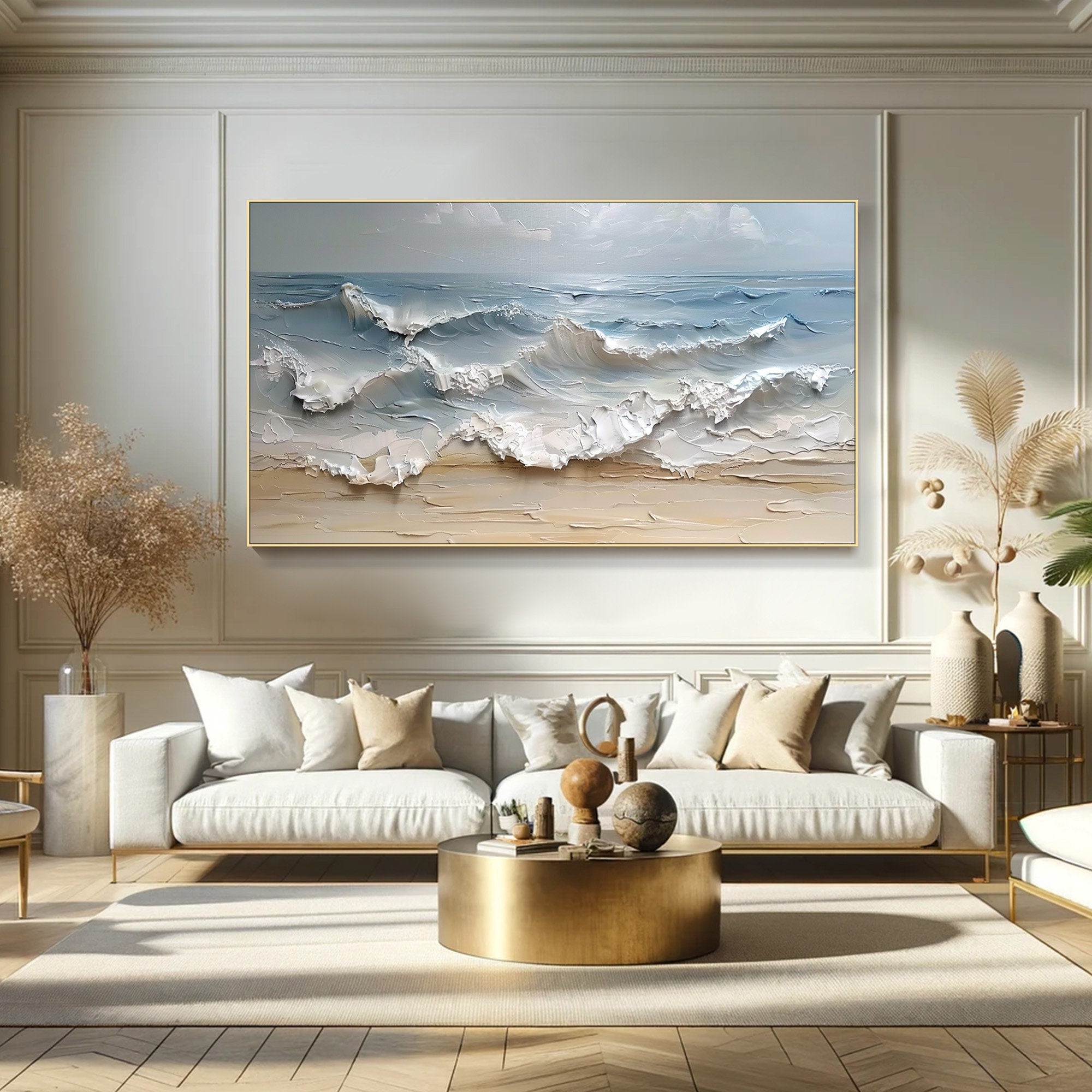 Textured Ocean Waves Canvas Art for Coastal Decor #BGM 052