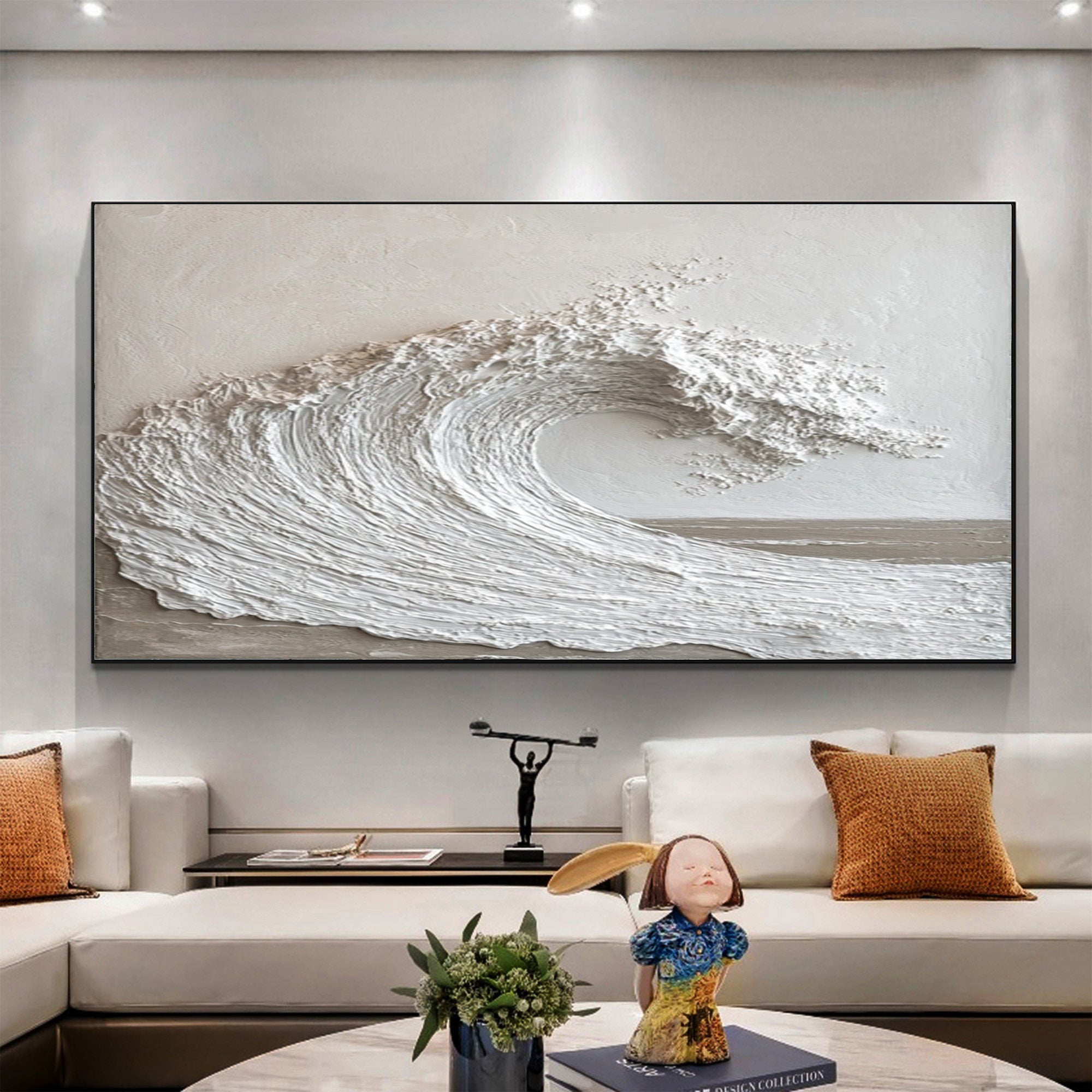 High-End 3D Wave Painting Luxury Wall Decor for Elegant Interiors #BBM 047