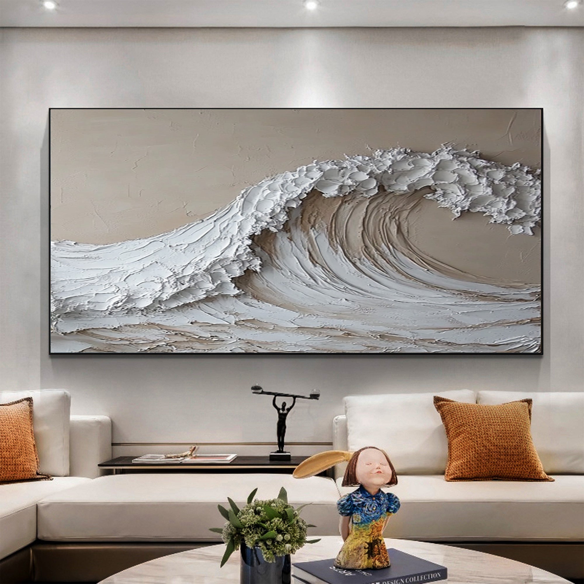 High-End 3D Wave Painting Luxury Wall Decor for Elegant Interiors #BBM 046