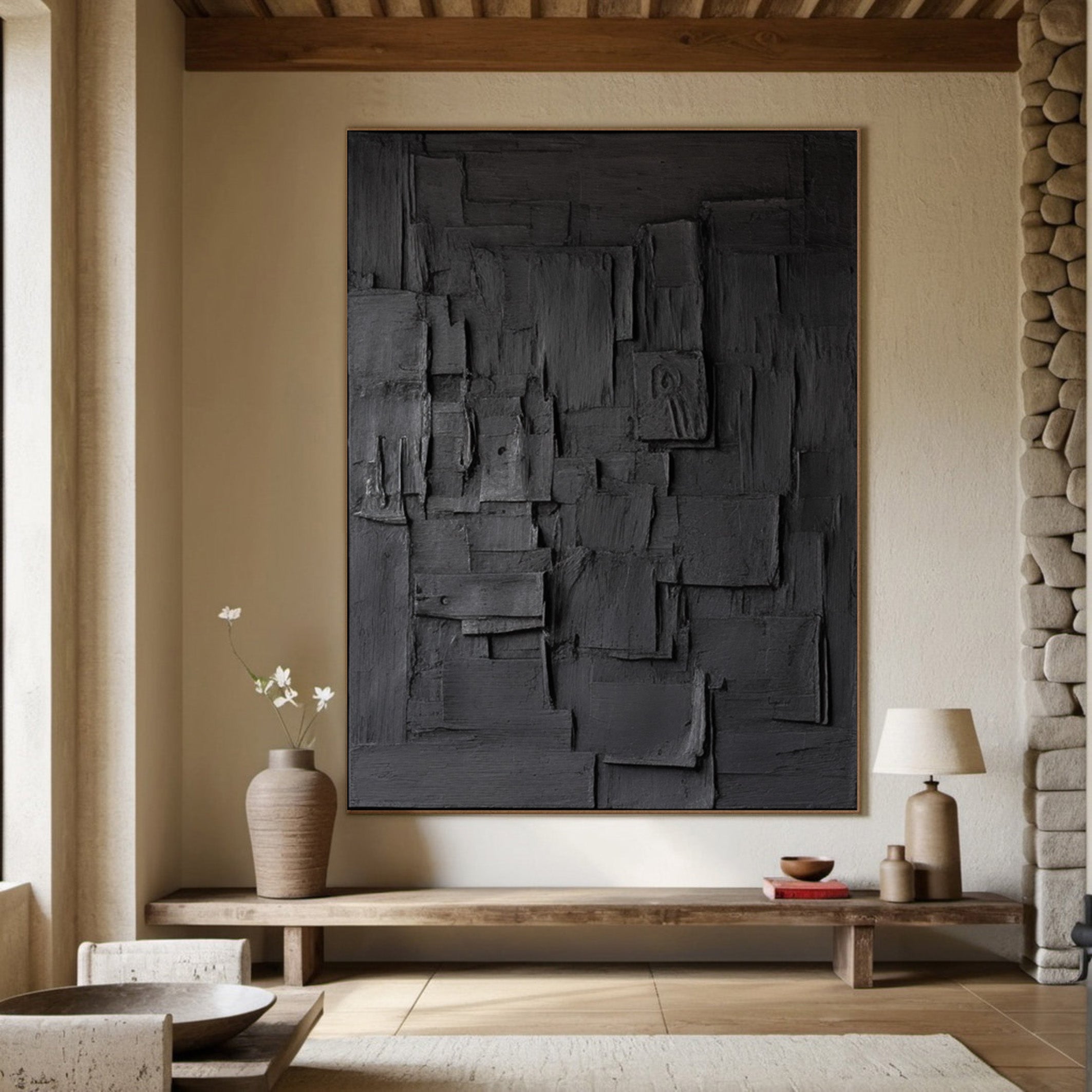 Modern Minimalist Black Abstract Art Monochrome Wall Decor #BM 097