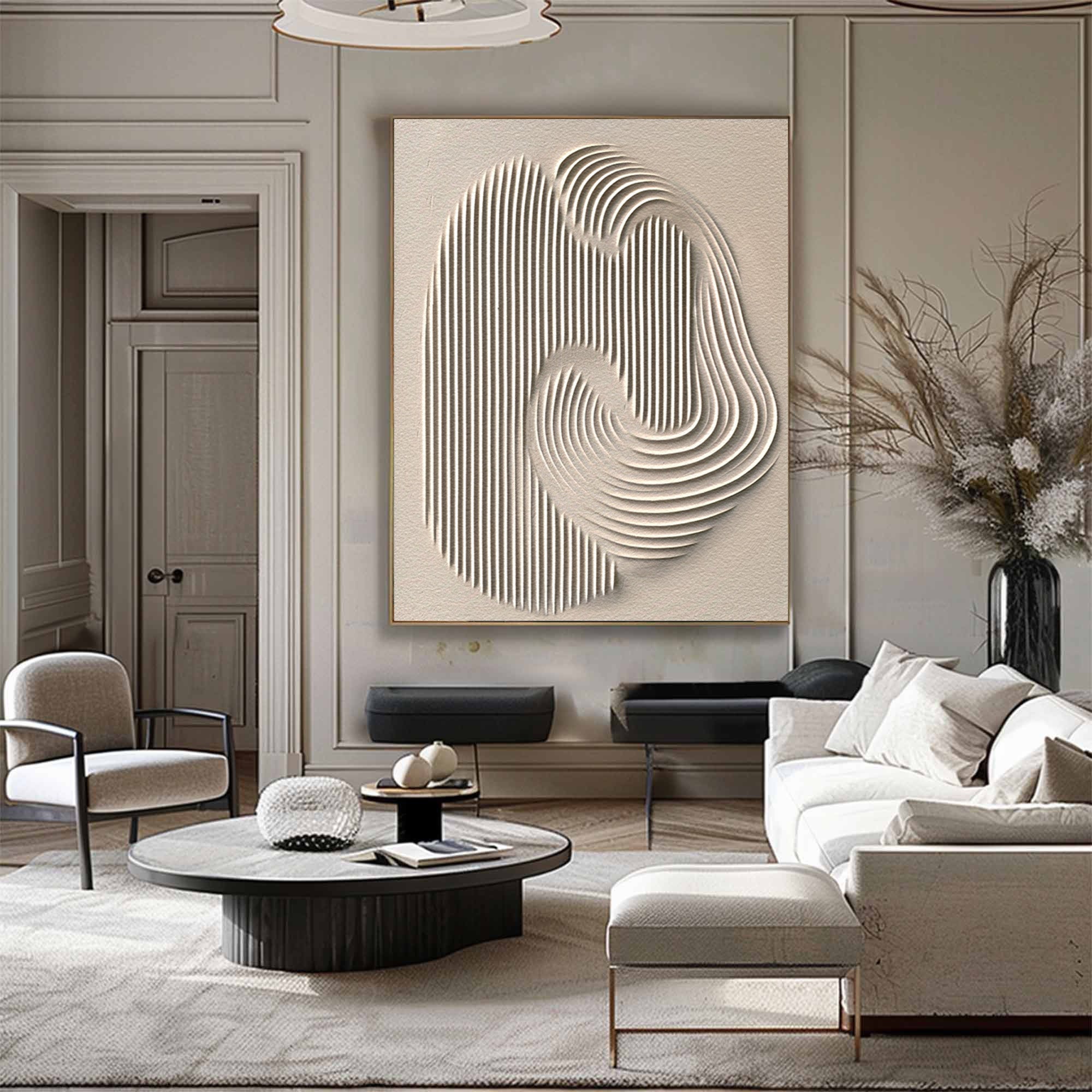 Abstract Canvas Wall Art - Minimalist White Painting for Modern Homes #BBS 032