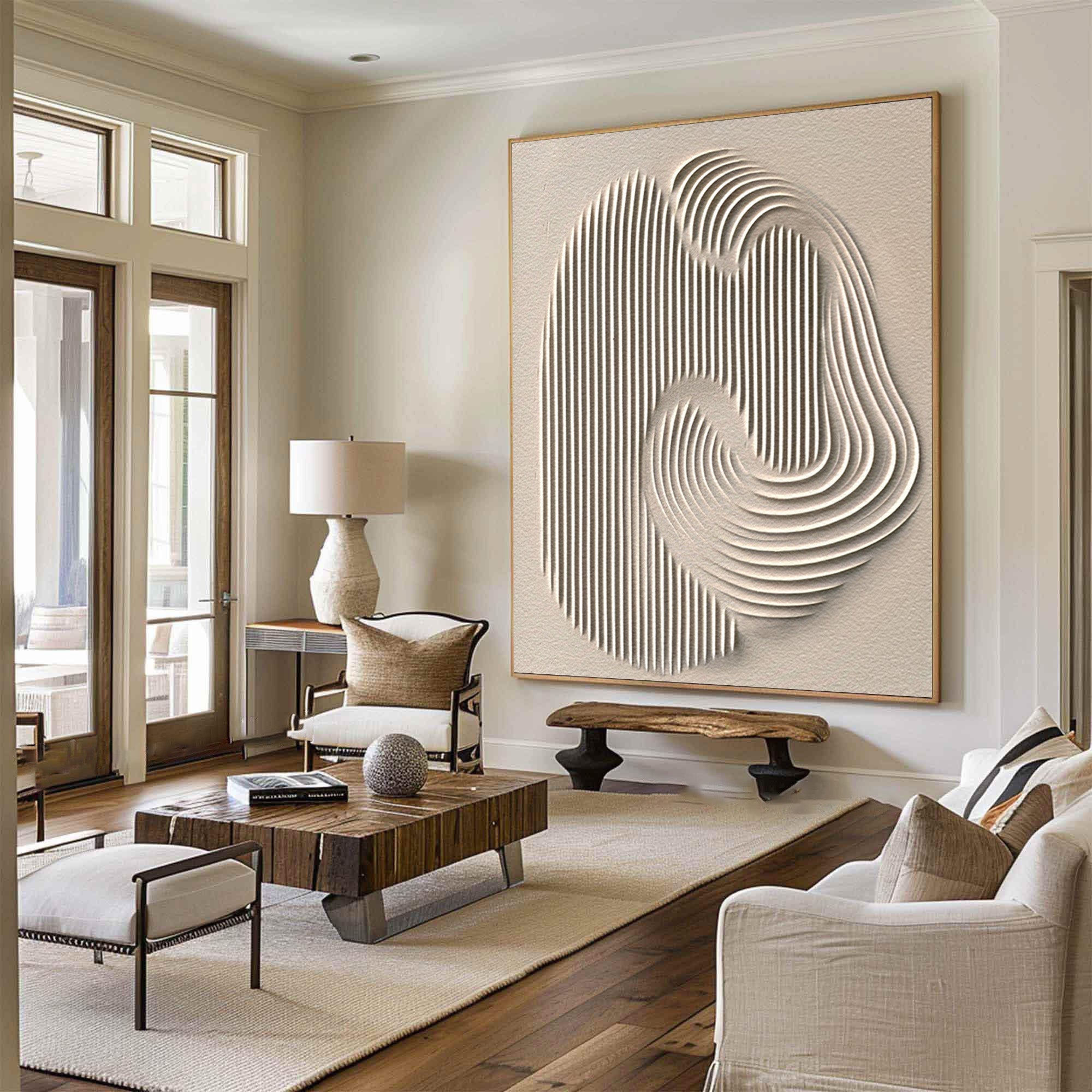 Abstract Canvas Wall Art - Minimalist White Painting for Modern Homes #BBS 032