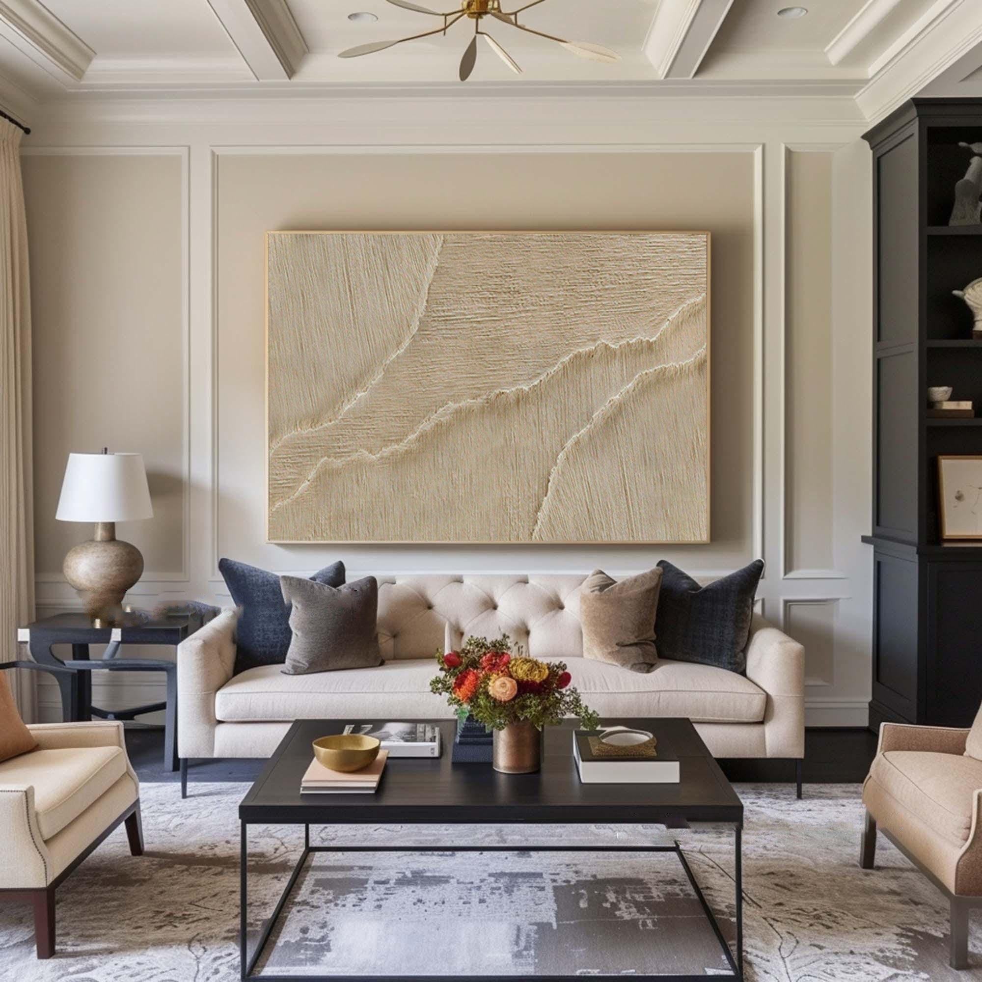 Aesthetic Beige Abstract Canvas | Hand-Painted Texture #WG 066