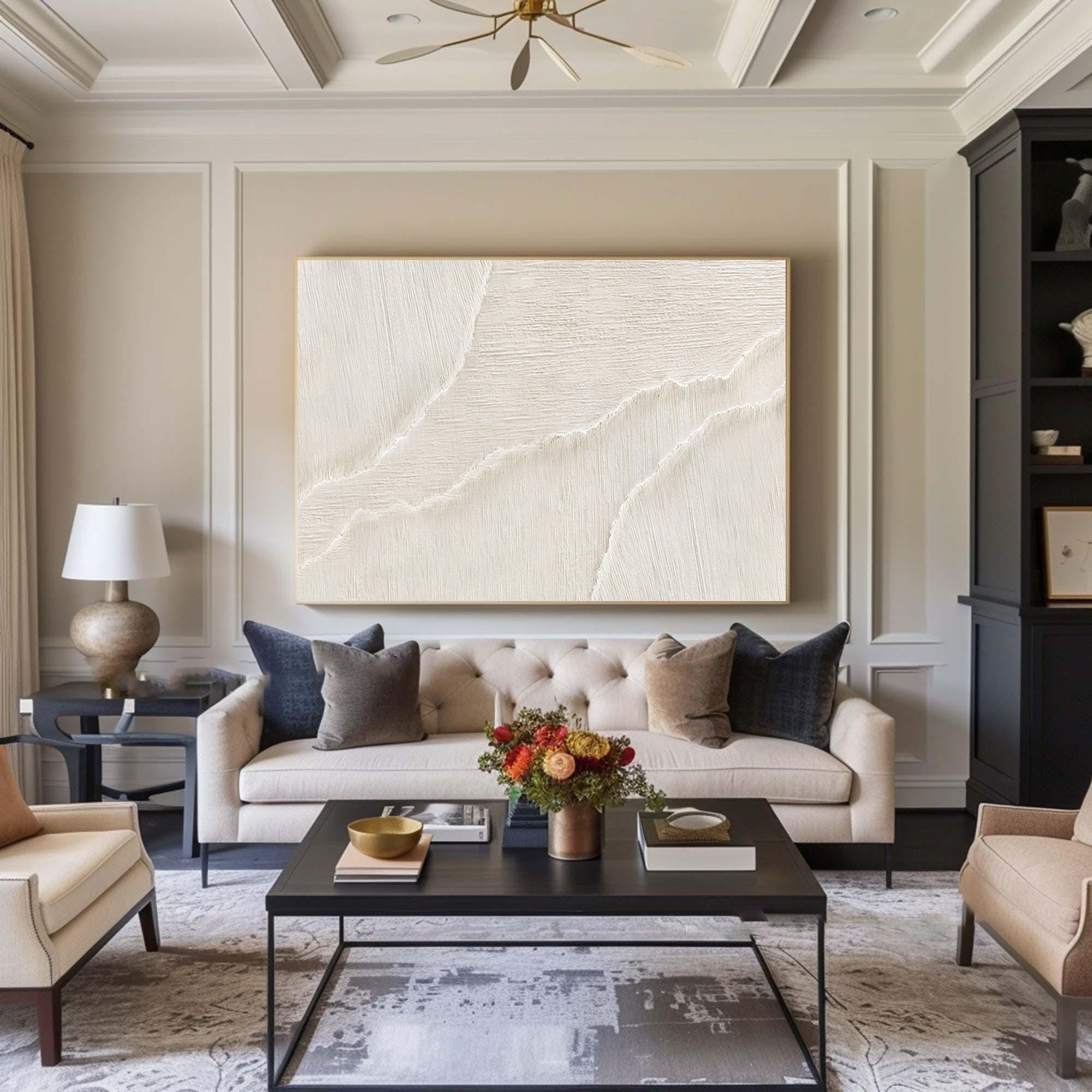 Contemporary Textured Abstract | Off-White Living Room Art #WG 067